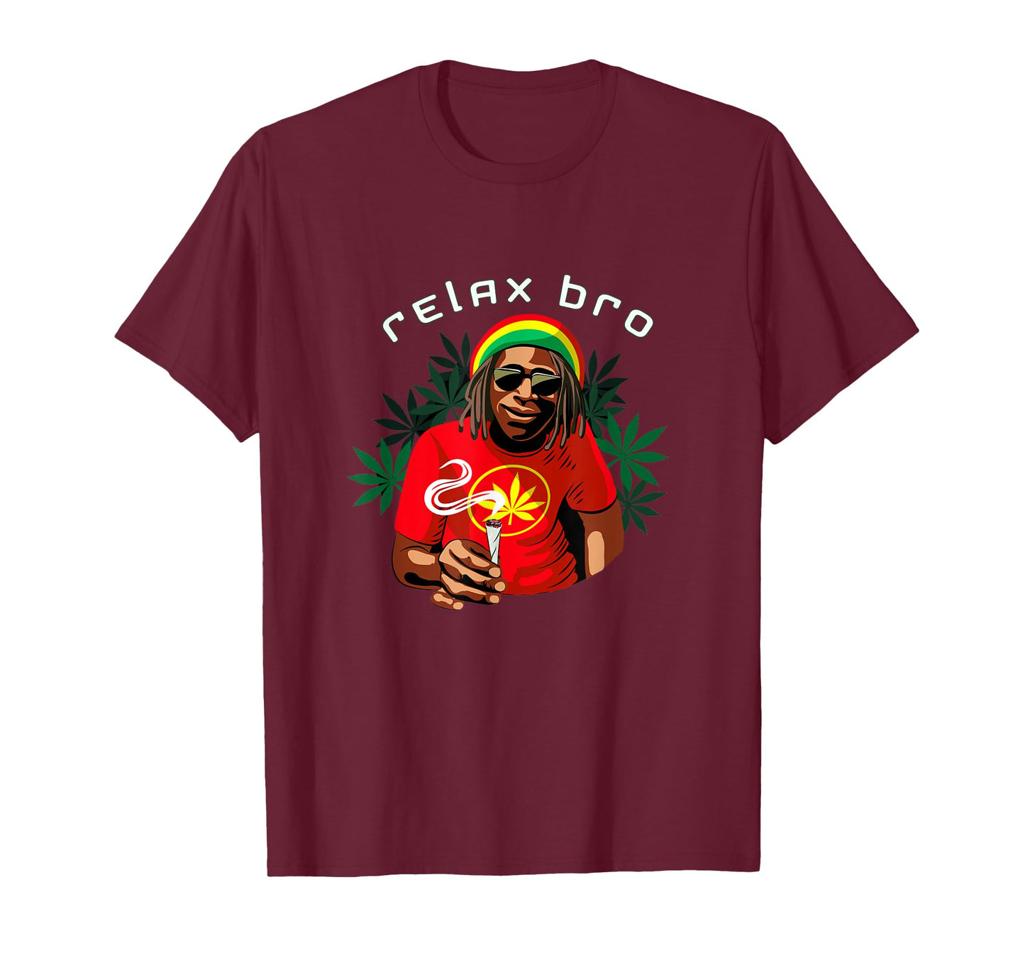 Funny Weed African Jamaican Rasta smoking Marijuana Relax T-Shirt