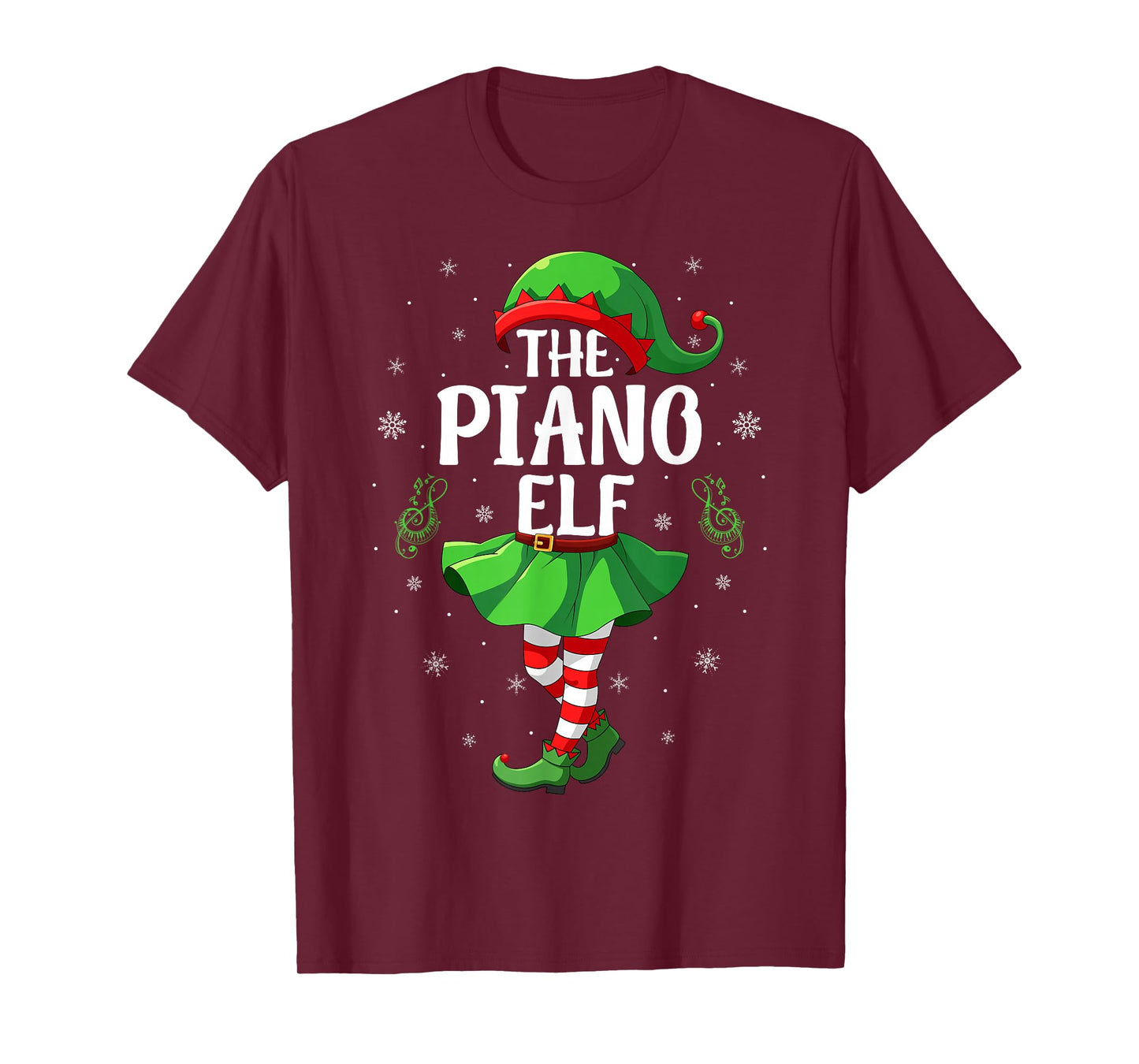 Piano Elf Christmas Girls Women Elf Squad Xmas Family T-Shirt