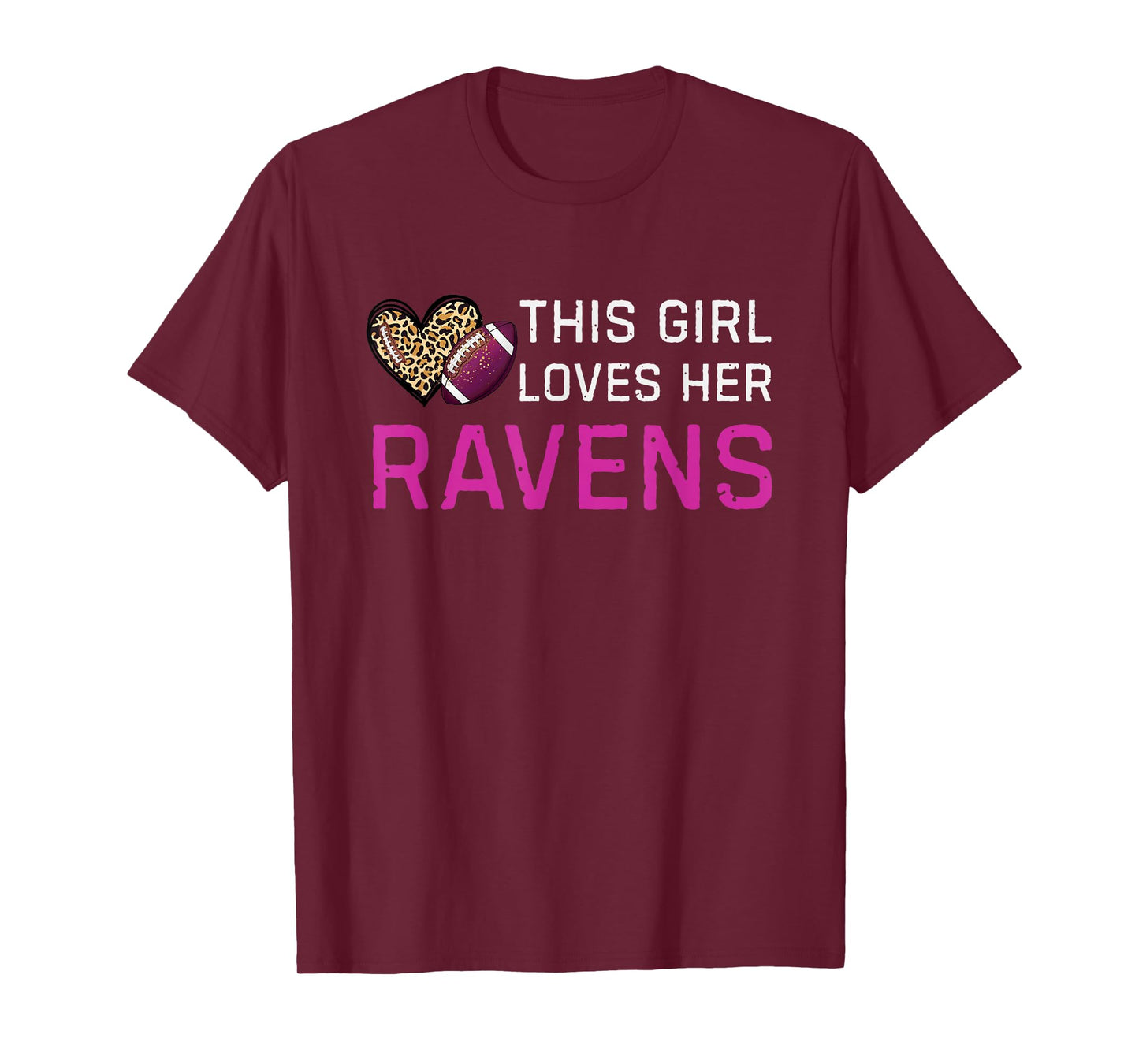 This Girl Loves Her Ravens Vintage Leopard Style T-Shirt