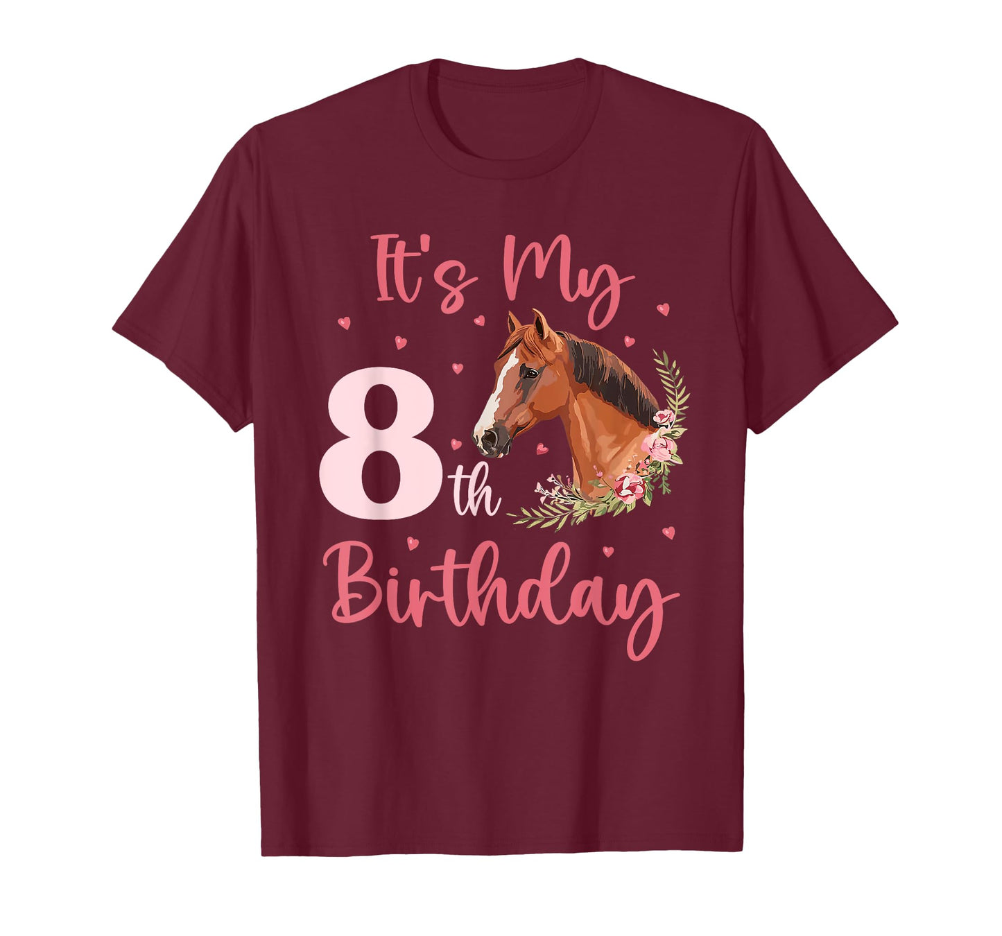 It's My 8th Birthday Girl Horse Lover 8 Years Old Bday T-Shirt