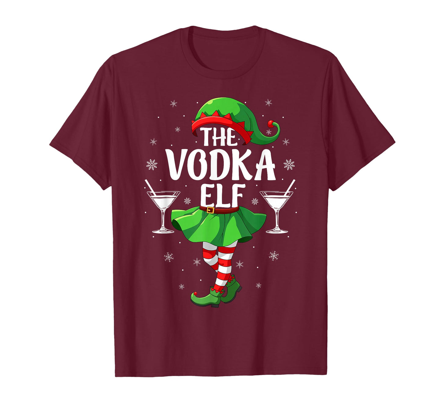 Vodka Elf Christmas Girls Women Elf Squad Xmas Family T-Shirt