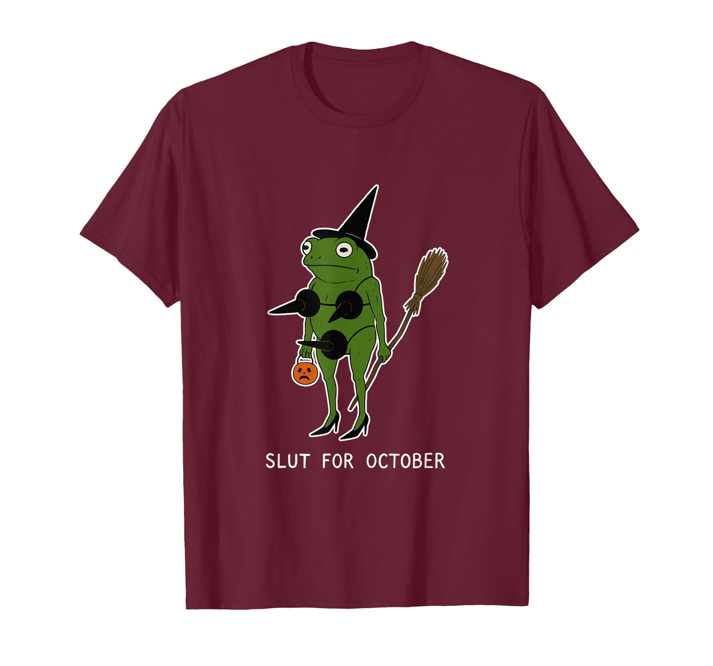Slut for October Halloween Frog Wizard Frog Witch Frog Meme T-Shirt