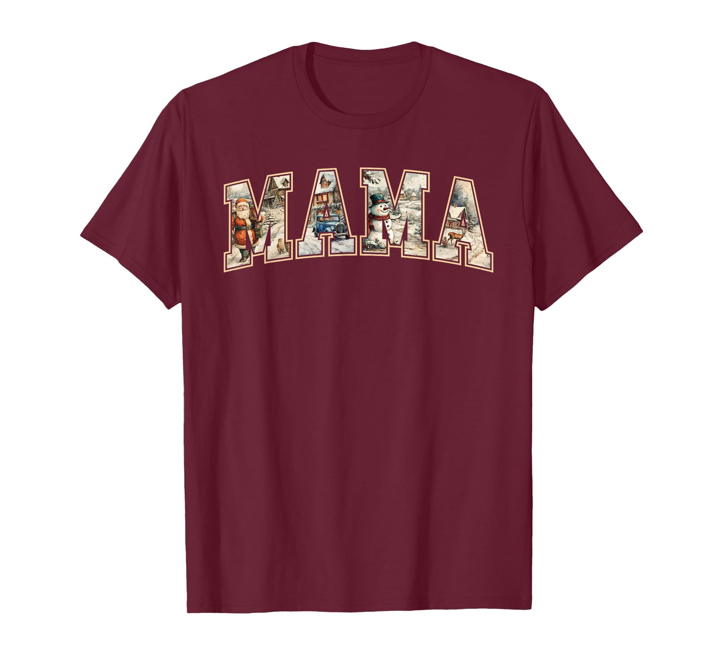 Mama Christmas Vintage Xmas Mom Family Matching Women T-Shirt