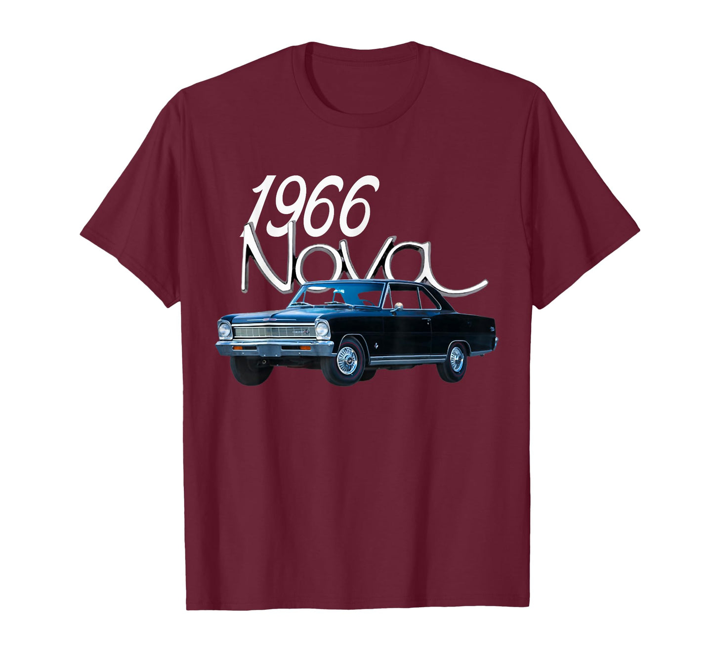 1966 66 Chevys Nova Classic Car Old School Muscle Blue Car T-Shirt