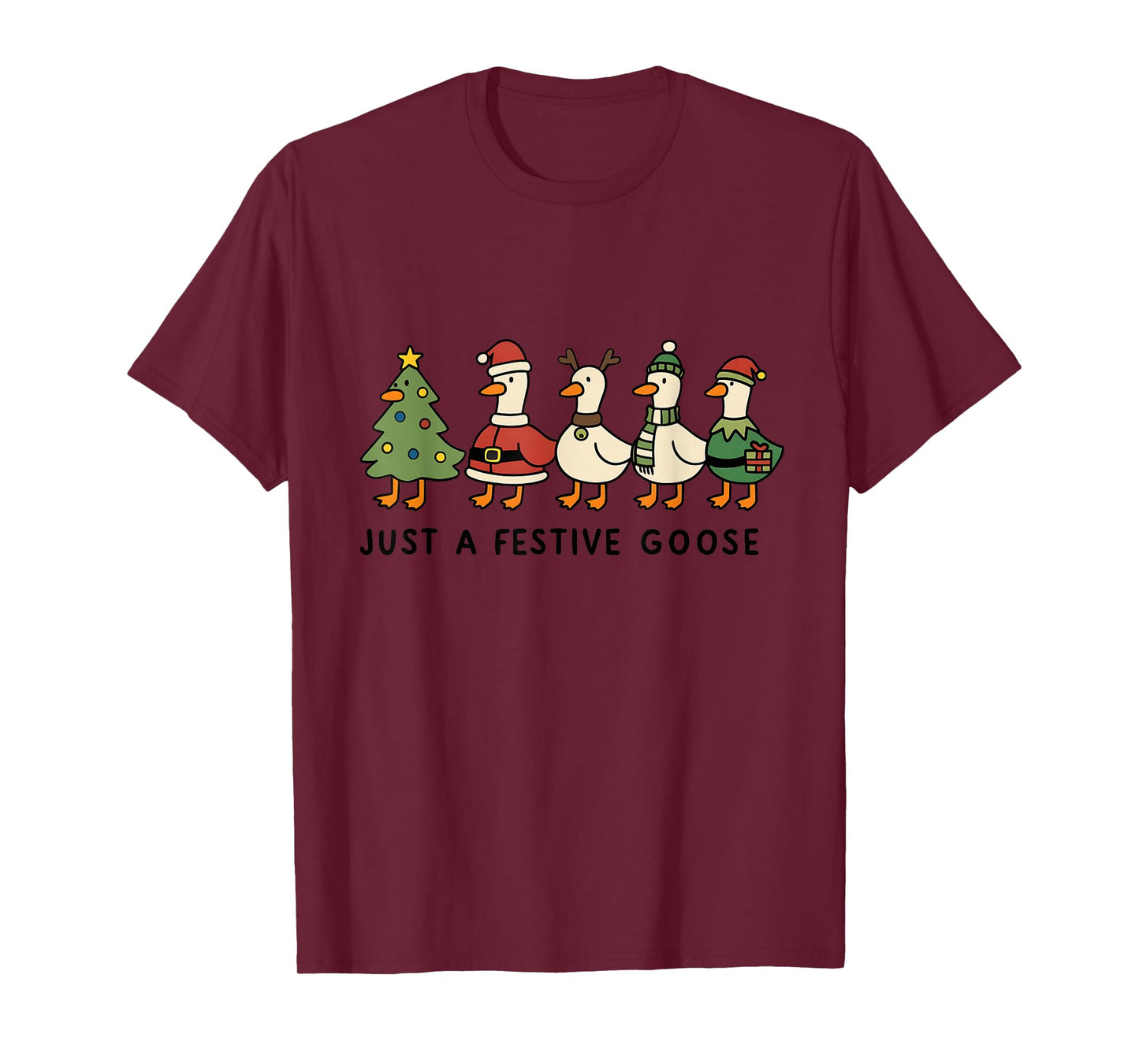 Festive Goose Christmas Funny Cute Goose Christmas Party T-Shirt