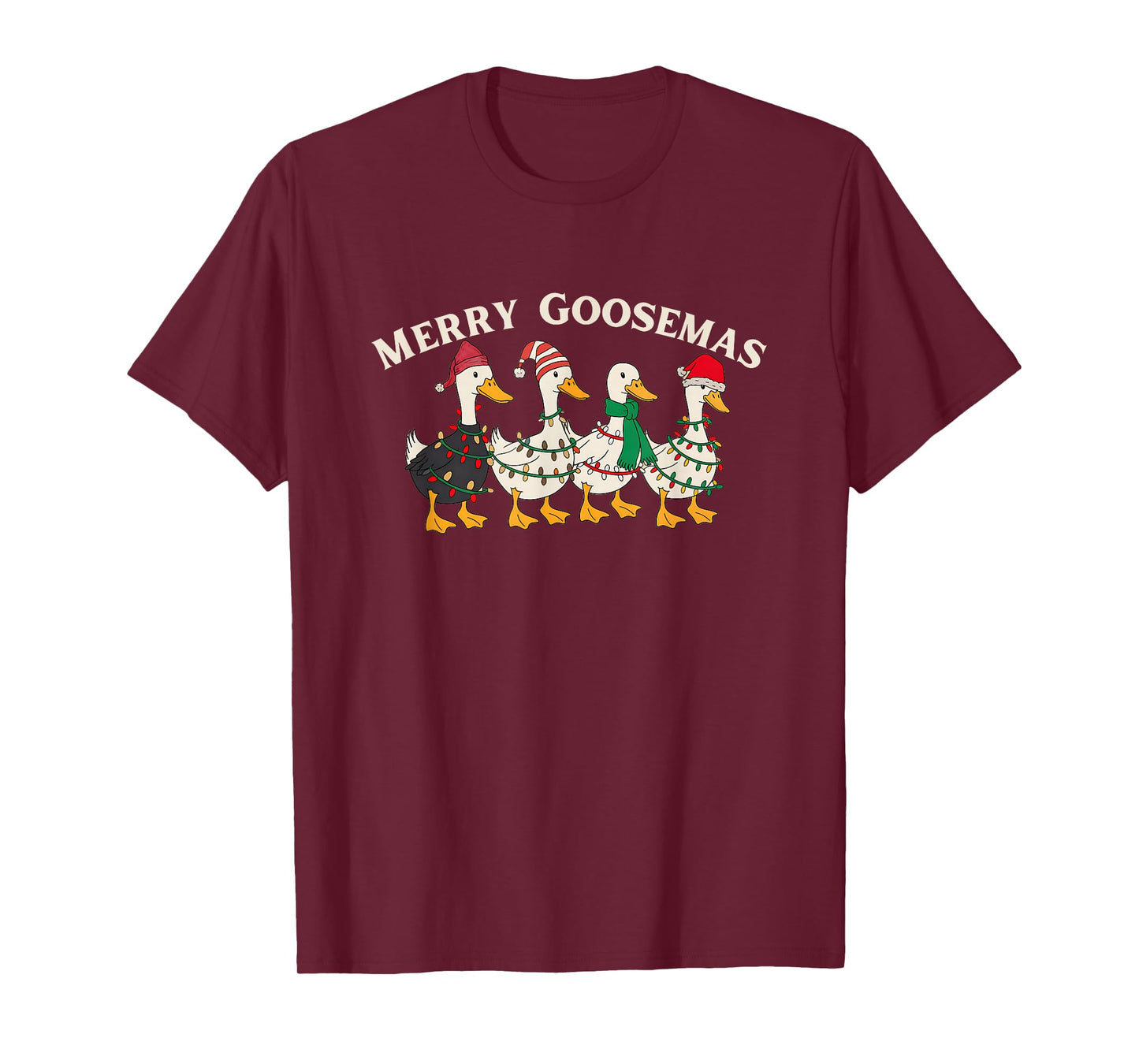 Cute Christmas Silly Goose Holiday Festive Santa Hat Geese T-Shirt