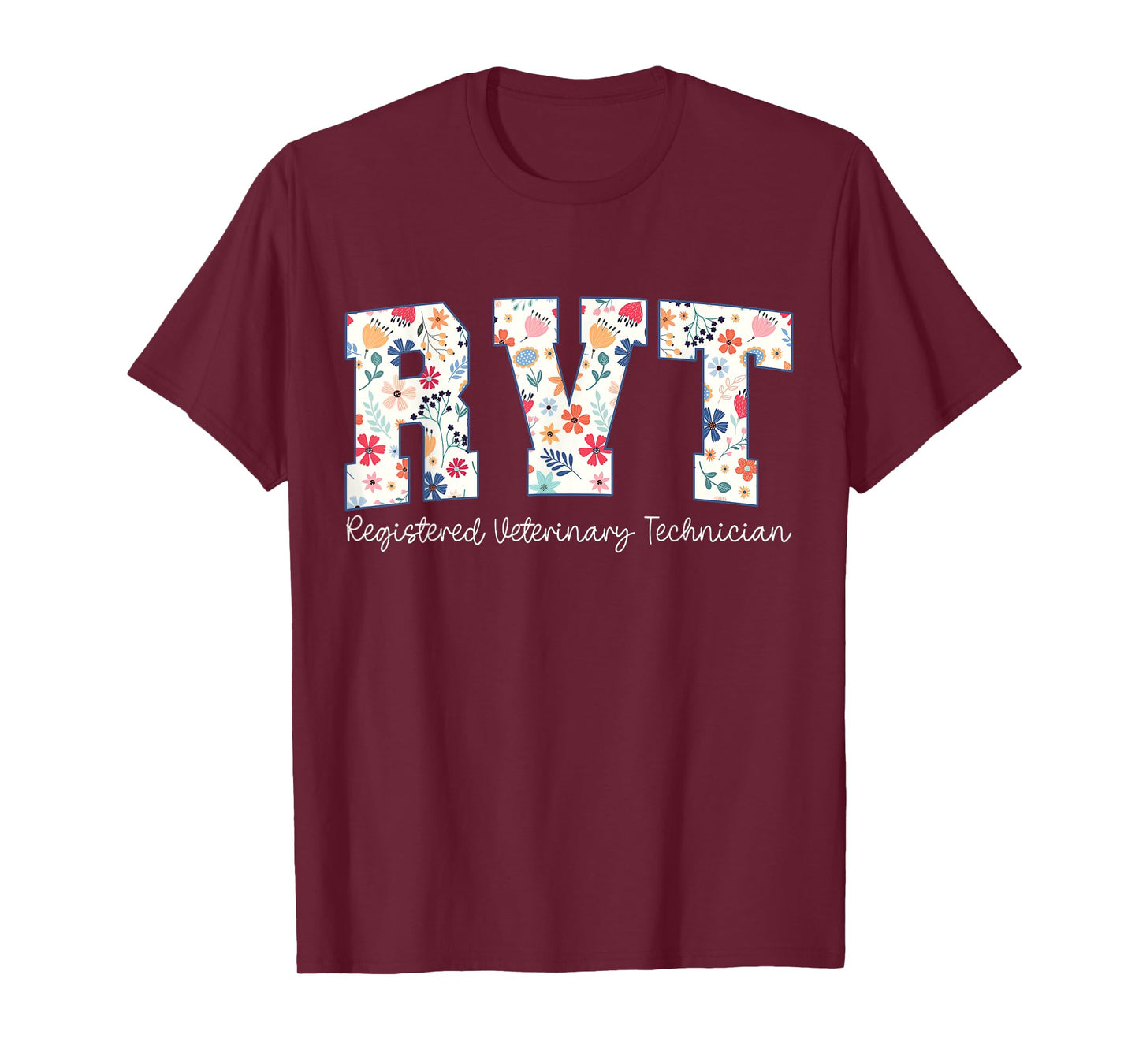Floral Registered Veterinary Technician RVT Vet Tech T-Shirt