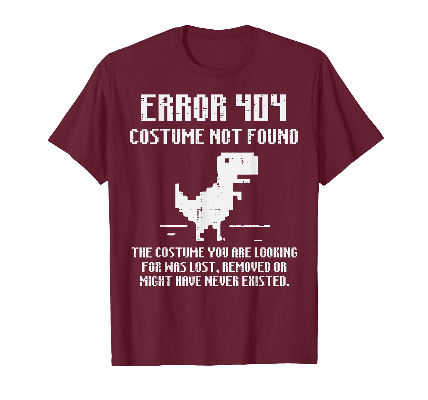 Halloween Dino Error 404 Costume Funny Tech Men Women Kids T-Shirt