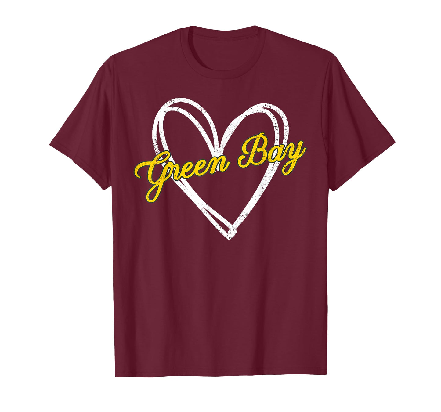 Green Bay Heart Vintage For Women Girl Kid T-Shirt
