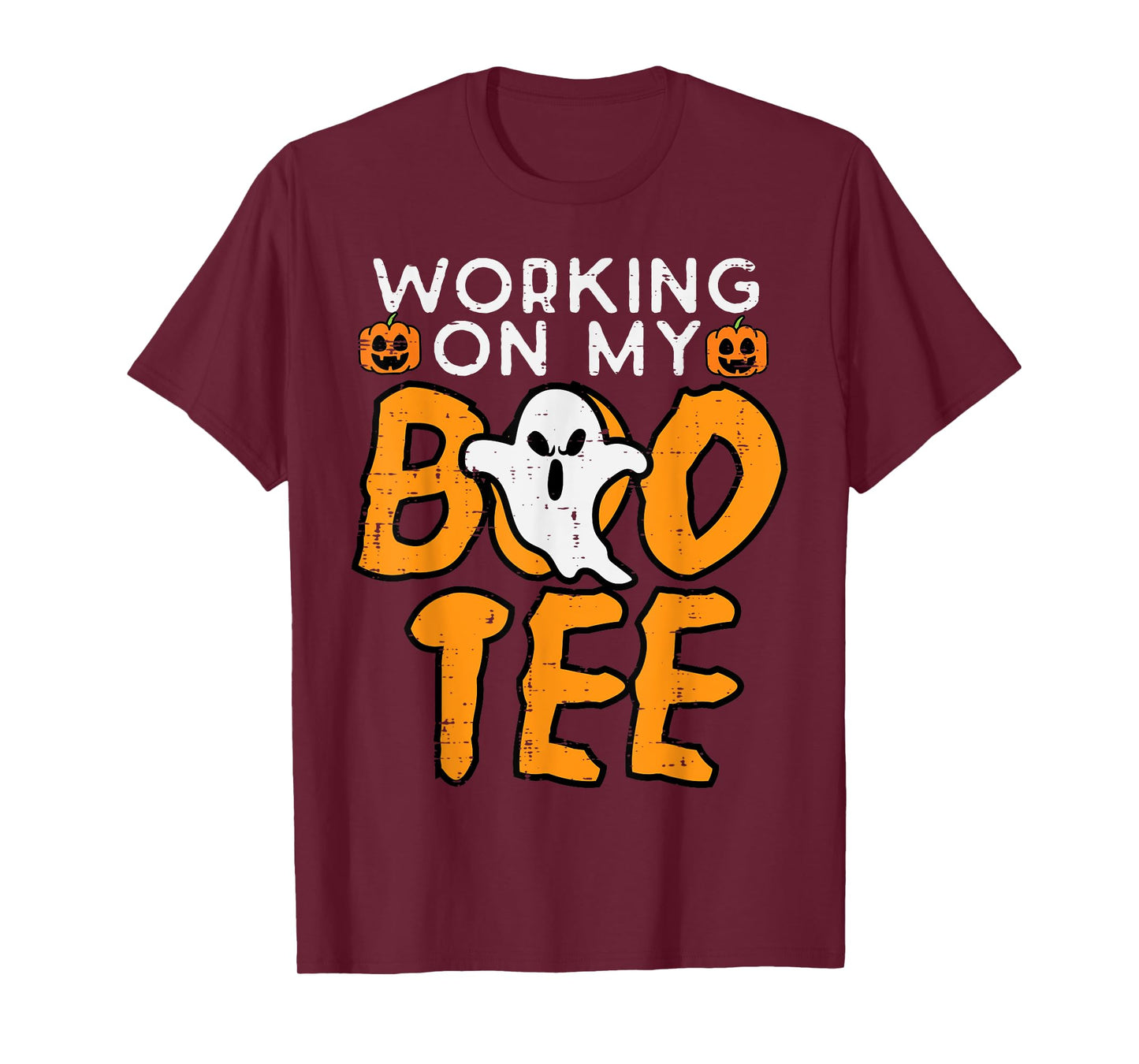 Working On My Boo Tee Gym Fun Yoga Pilates Fitness Halloween T-Shirt