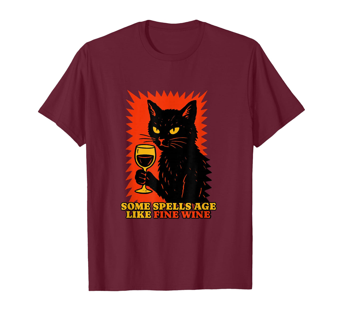 Vintage Witch Cat & Wine – “Some Spells Age Like Fine Wine” T-Shirt