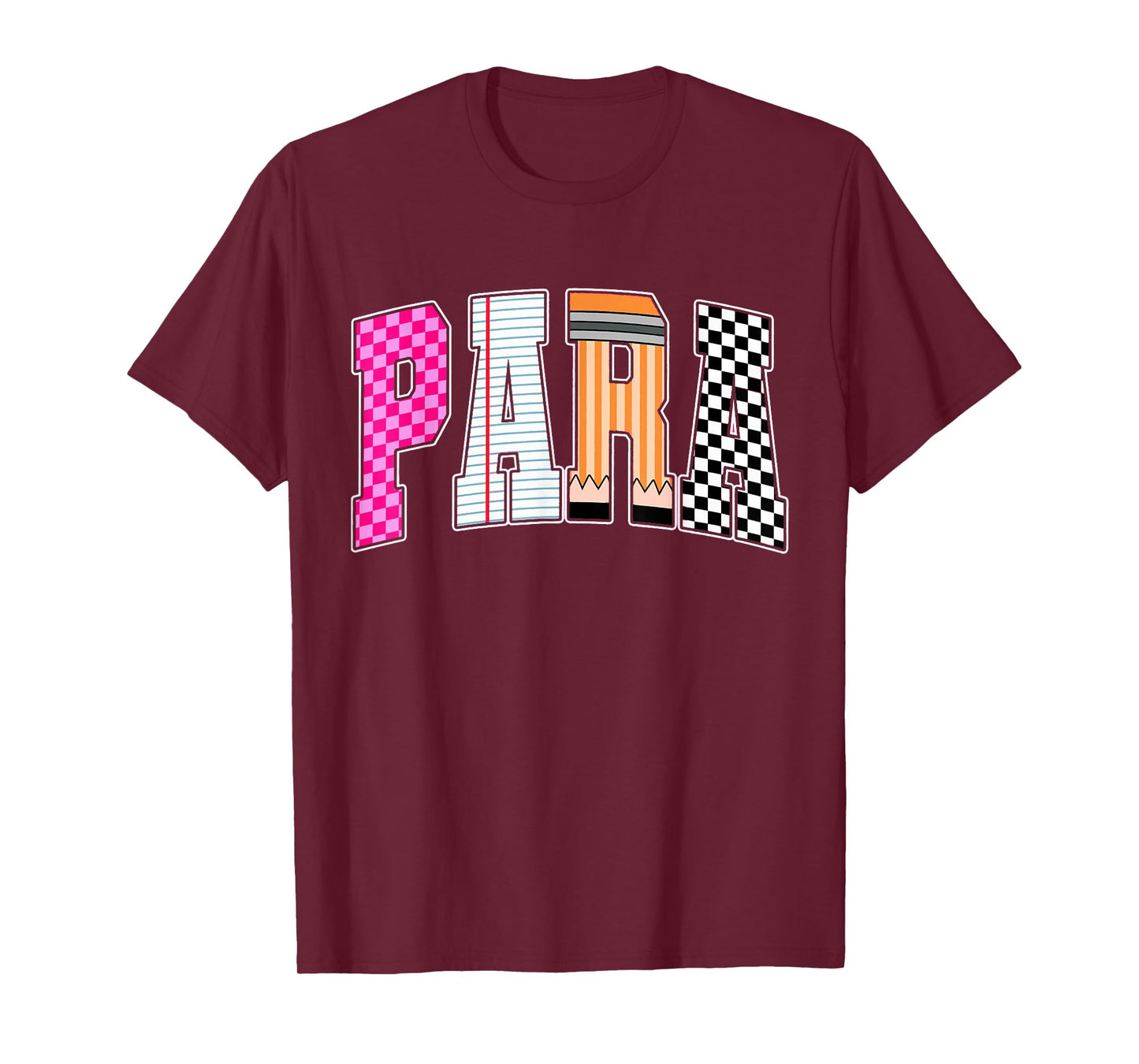 Retro Checkered Funny Para Back To School Occupation Teacher T-Shirt