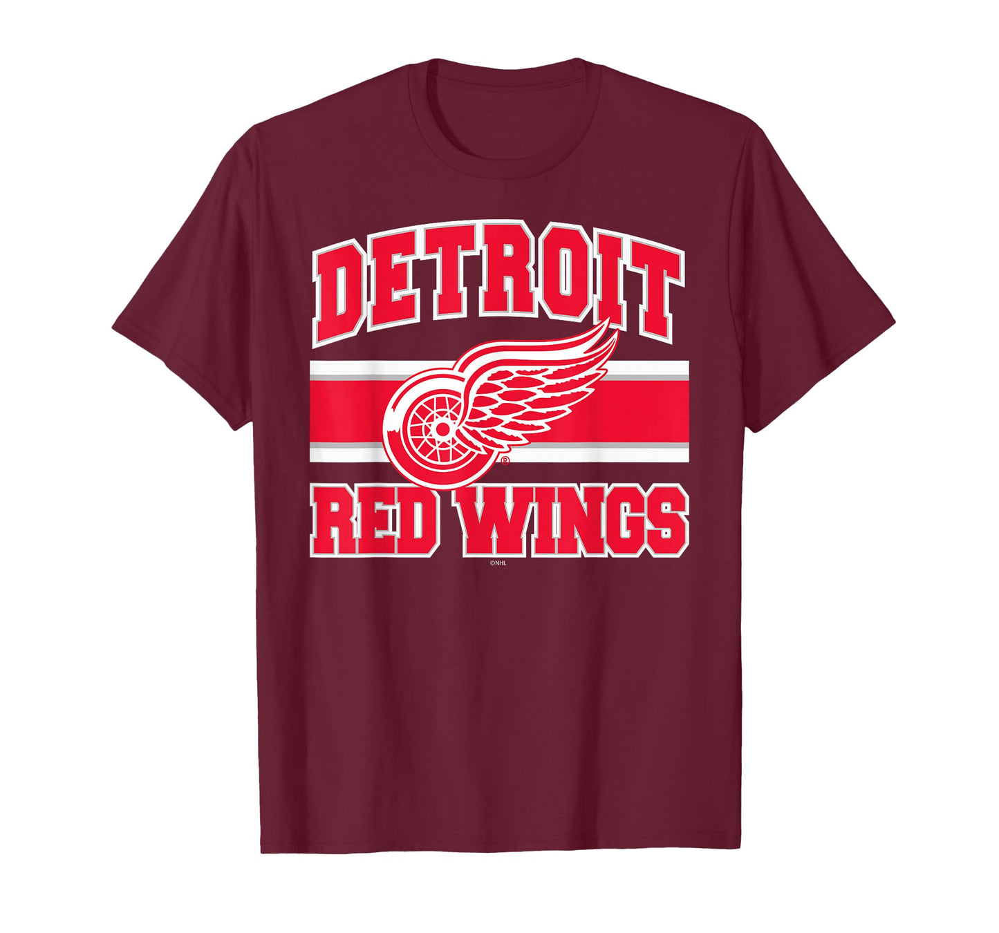 Detroit Red Wings Stripe Black Officially Licensed T-Shirt