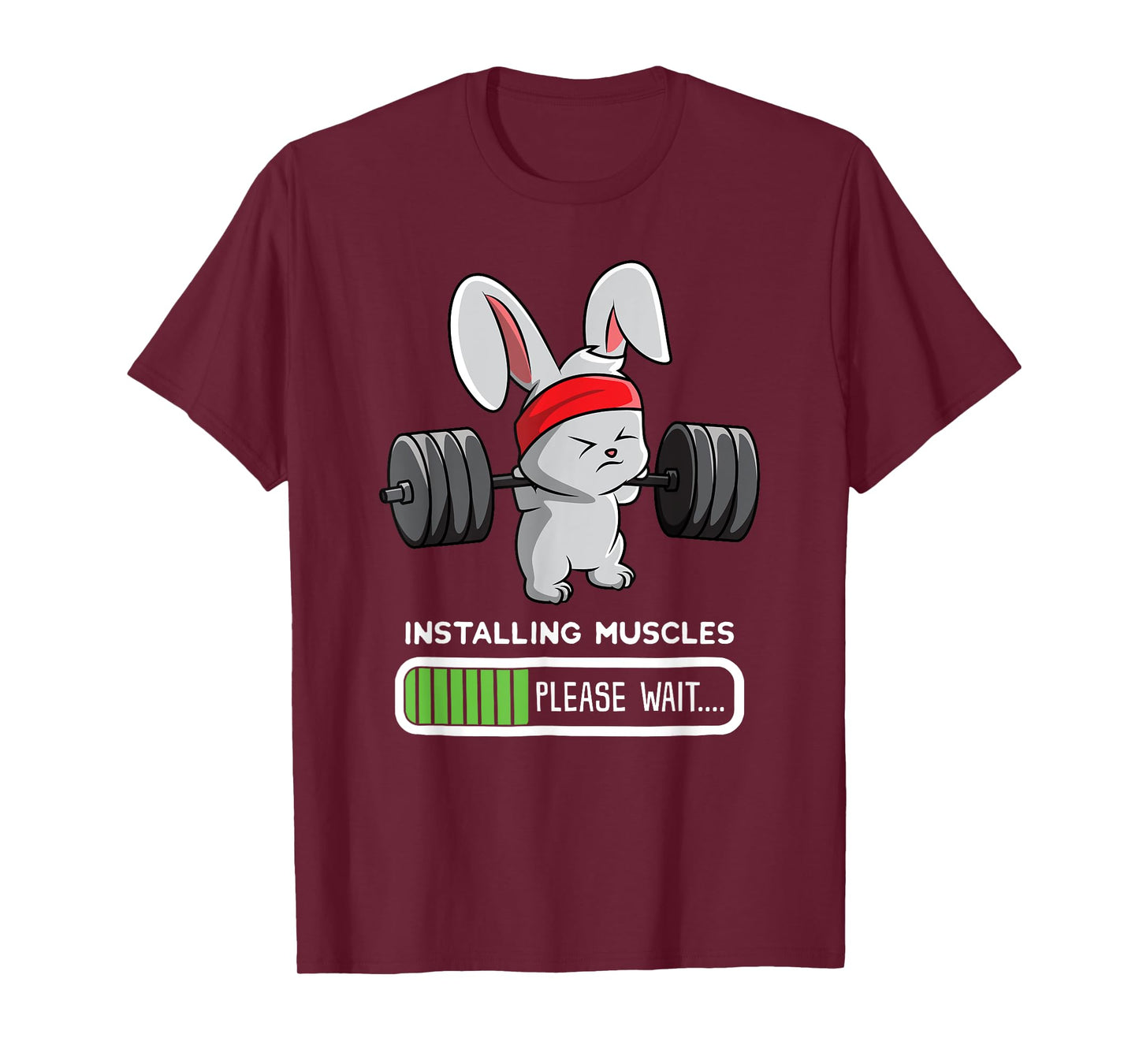Bunny Gym T-Shirt, Rabbit Weights Installing Muscles Shirt T-Shirt