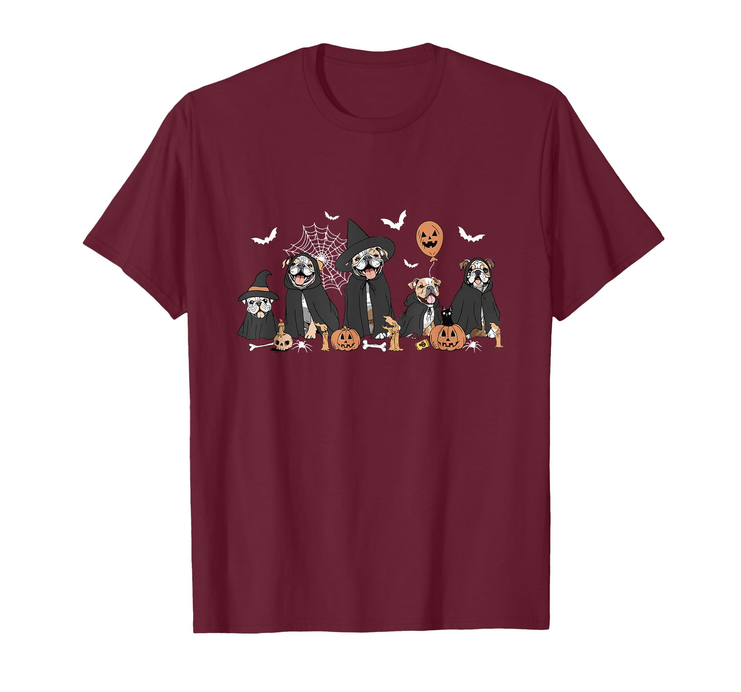 Witch English Bulldog Halloween Ghost Bulldog Dog Mom T-Shirt