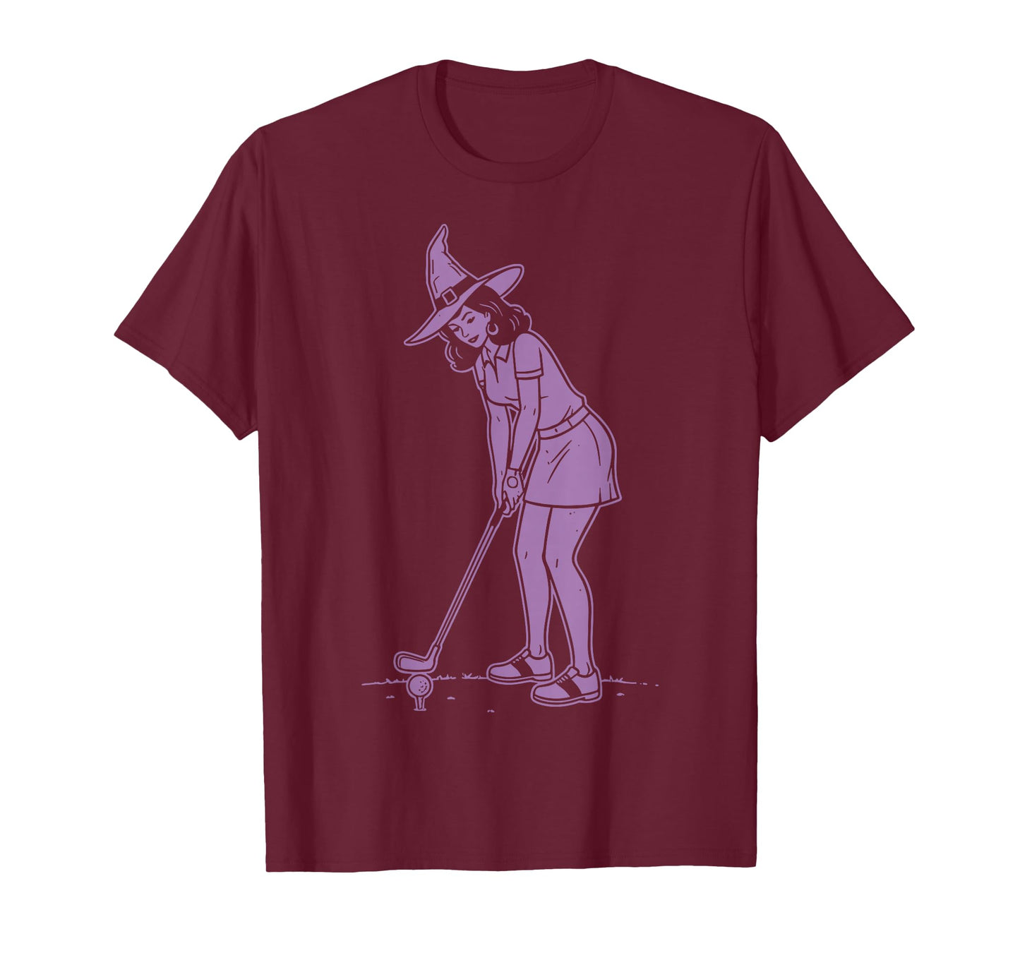Cute Halloween Golf Golfing Pin-up Witch Golfer Woman T-Shirt