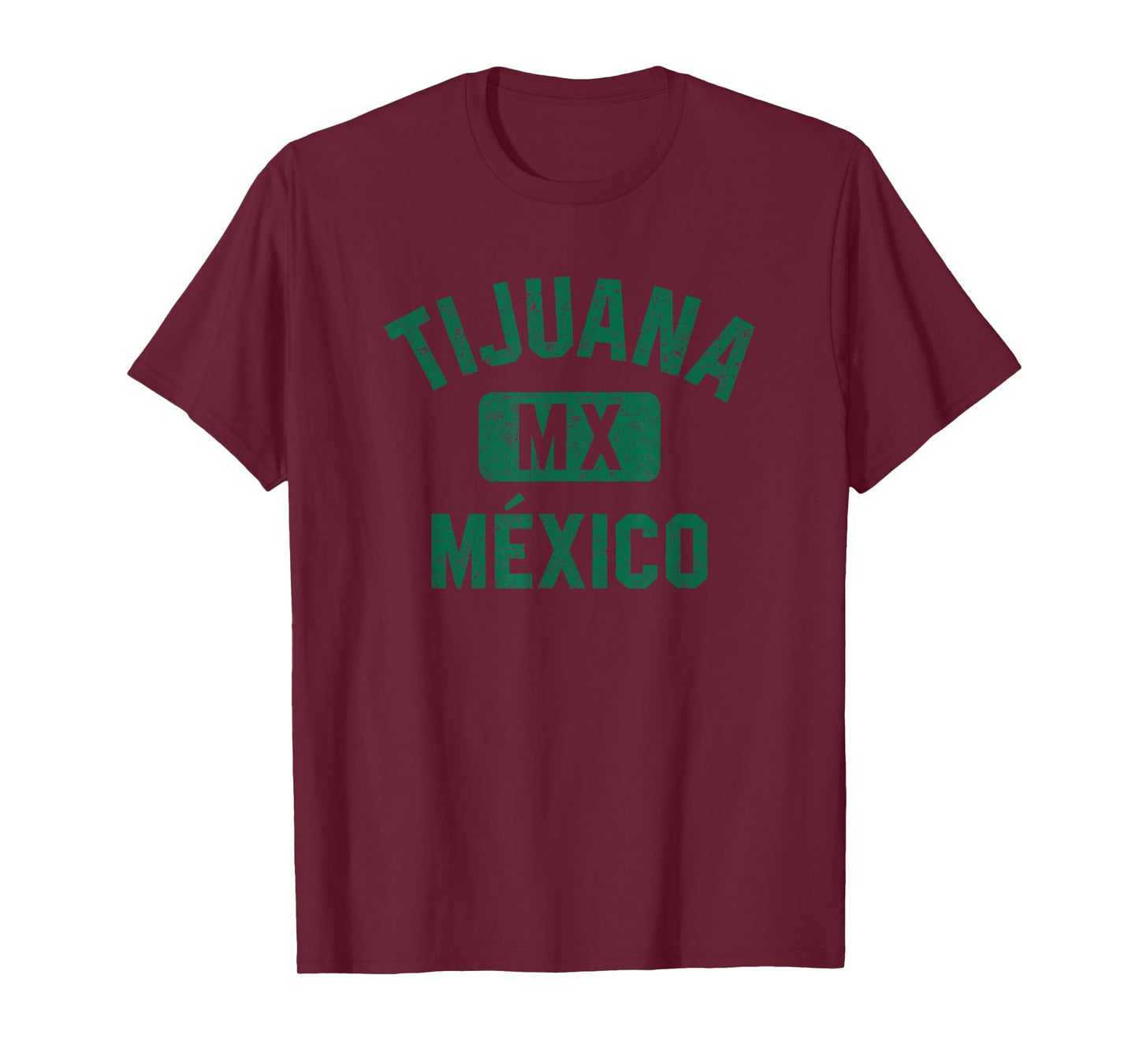 Tijuana Mexico Gym Style Distressed Green Print T-Shirt