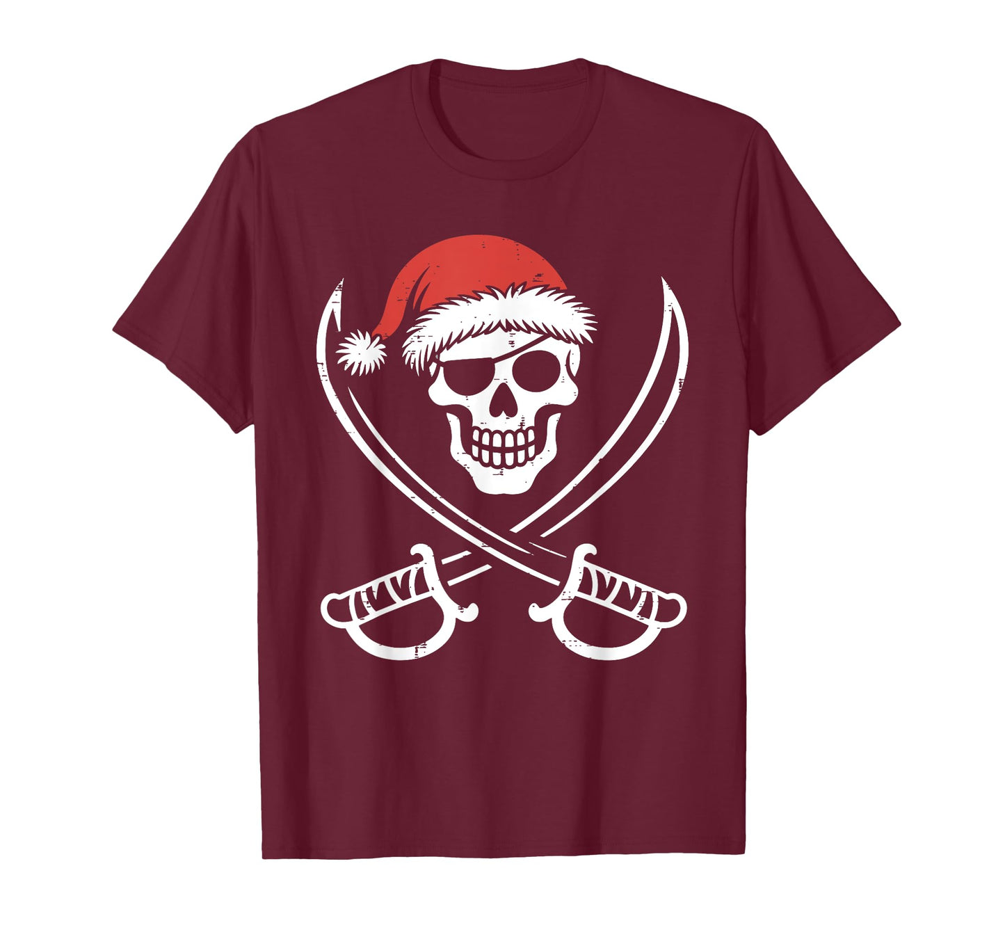 Santa Pirate Skull Crossbones Skeleton Halloween Christmas T-Shirt