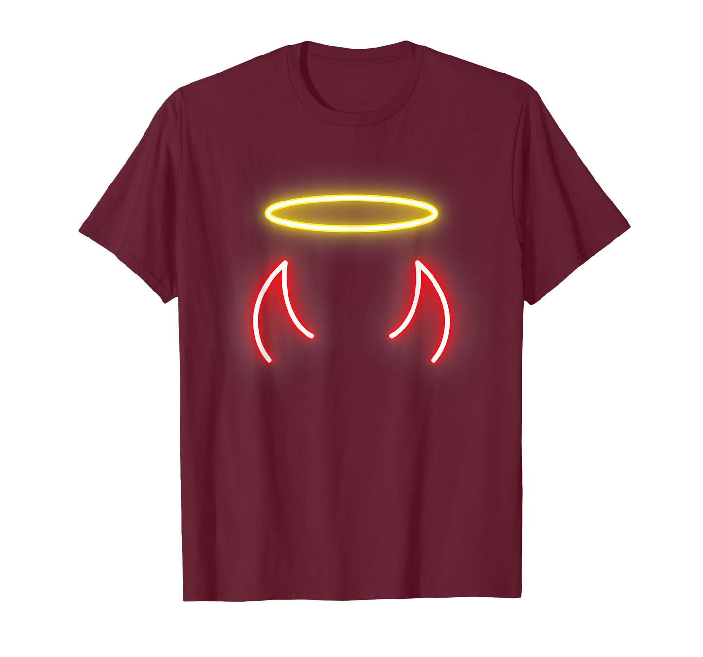 Cool Devil Horns Colorful with Angel Halo Ring Angel Ring T-Shirt