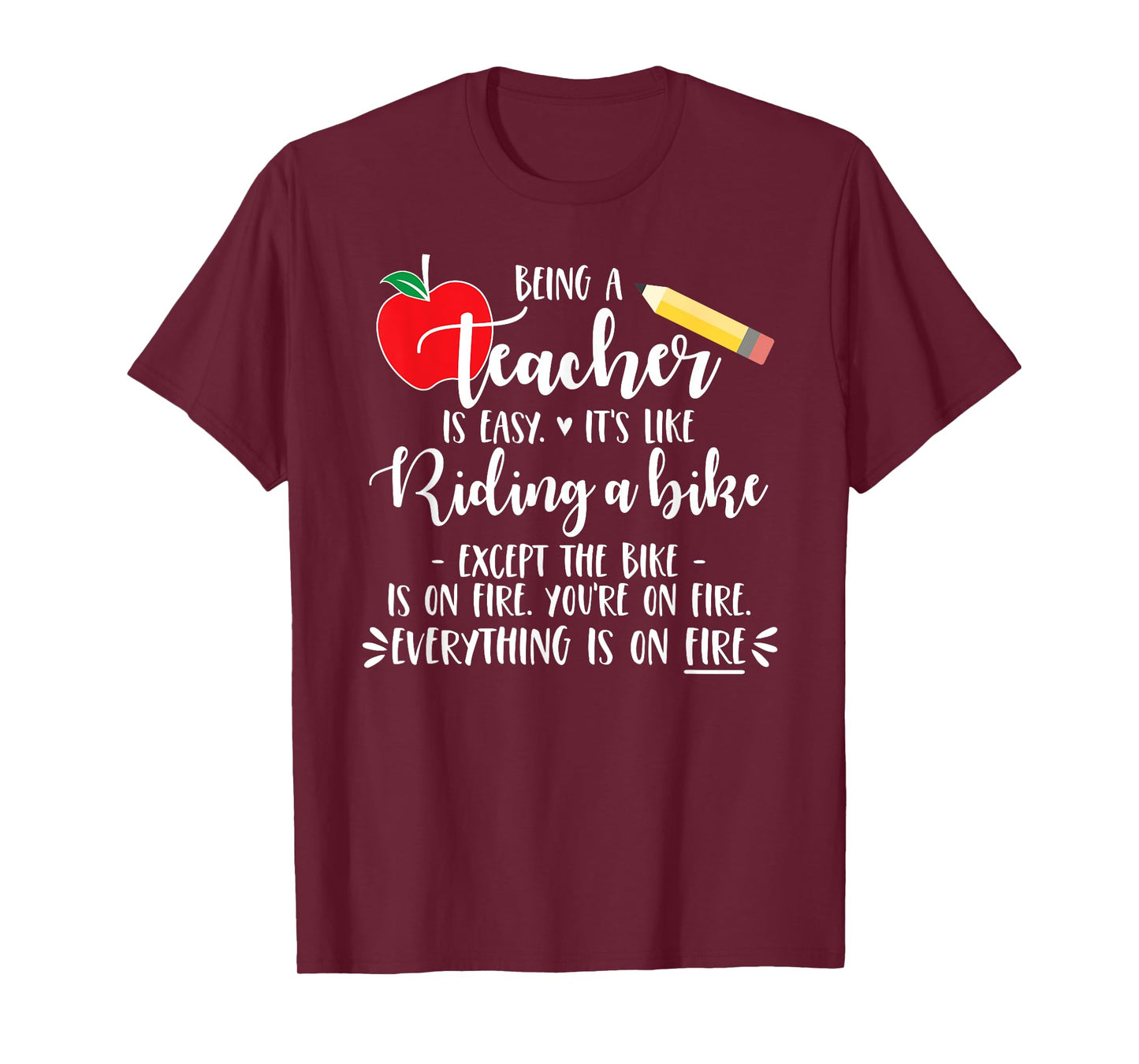 Being a Teacher is Easy it's like riding a bike Except Shirt Men Women Girls Kids T-Shirt