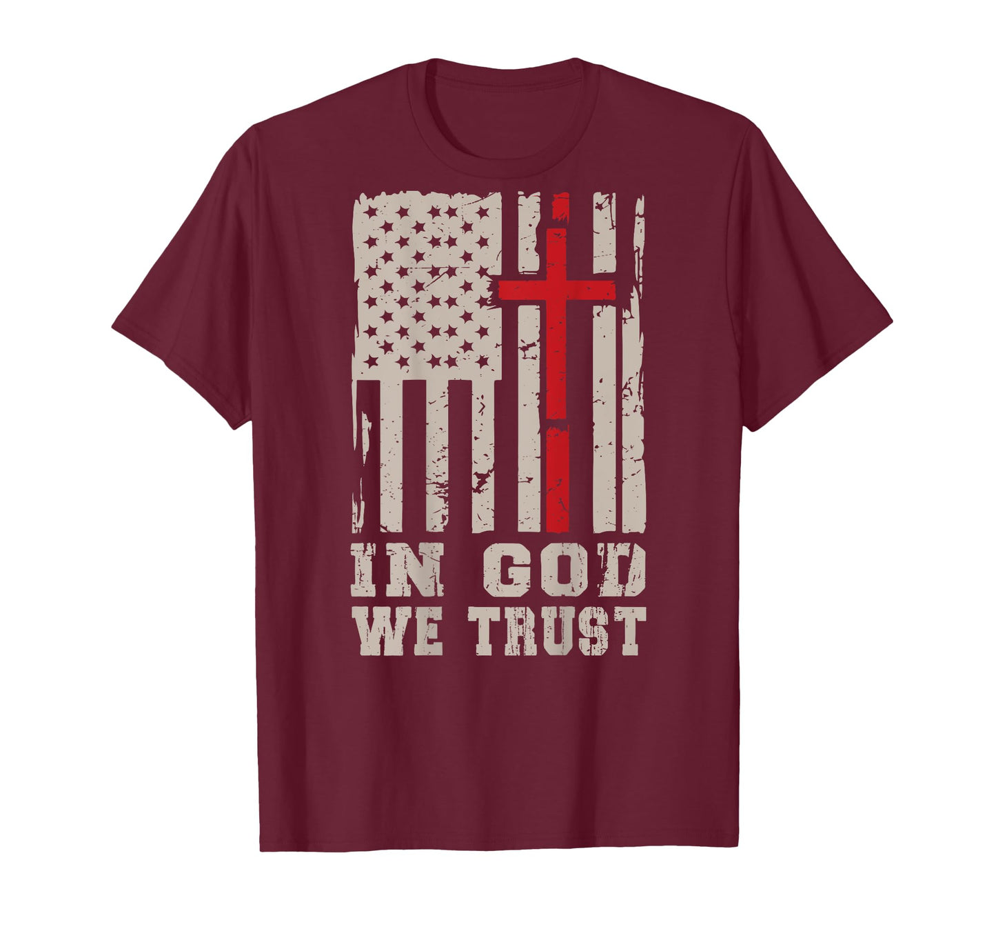 Men's In God We Trust Christian Faith Cross On Back Graphic T-Shirt