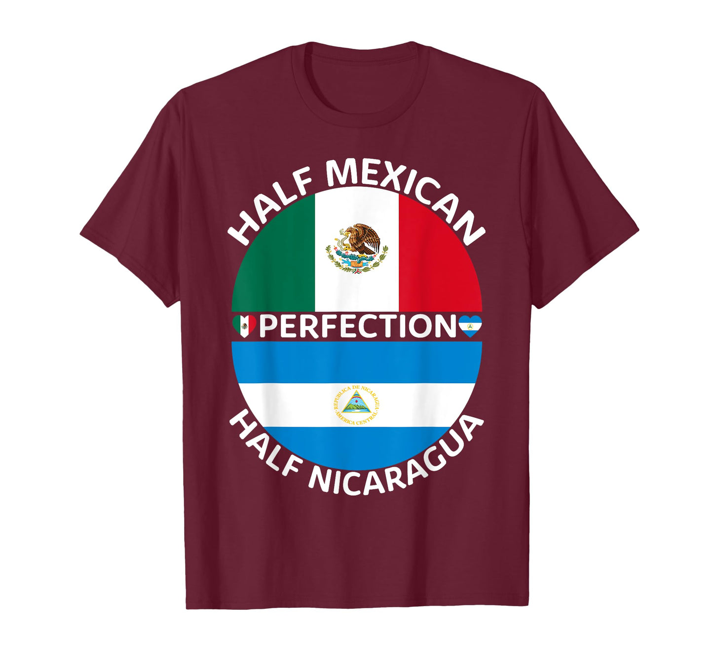 Half Mexican Half Nicaraguan Mexico Nicaragua Flag Roots Men T-Shirt