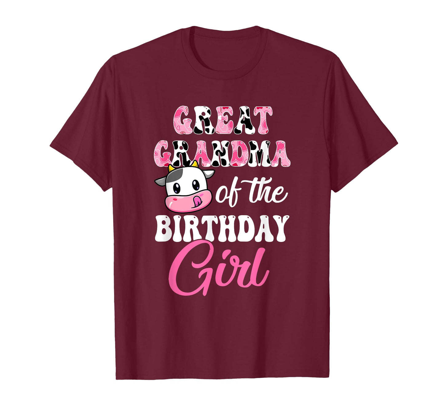 Great Grandma Of The Birthday Girl Farm Cow 1St Birthday T-Shirt