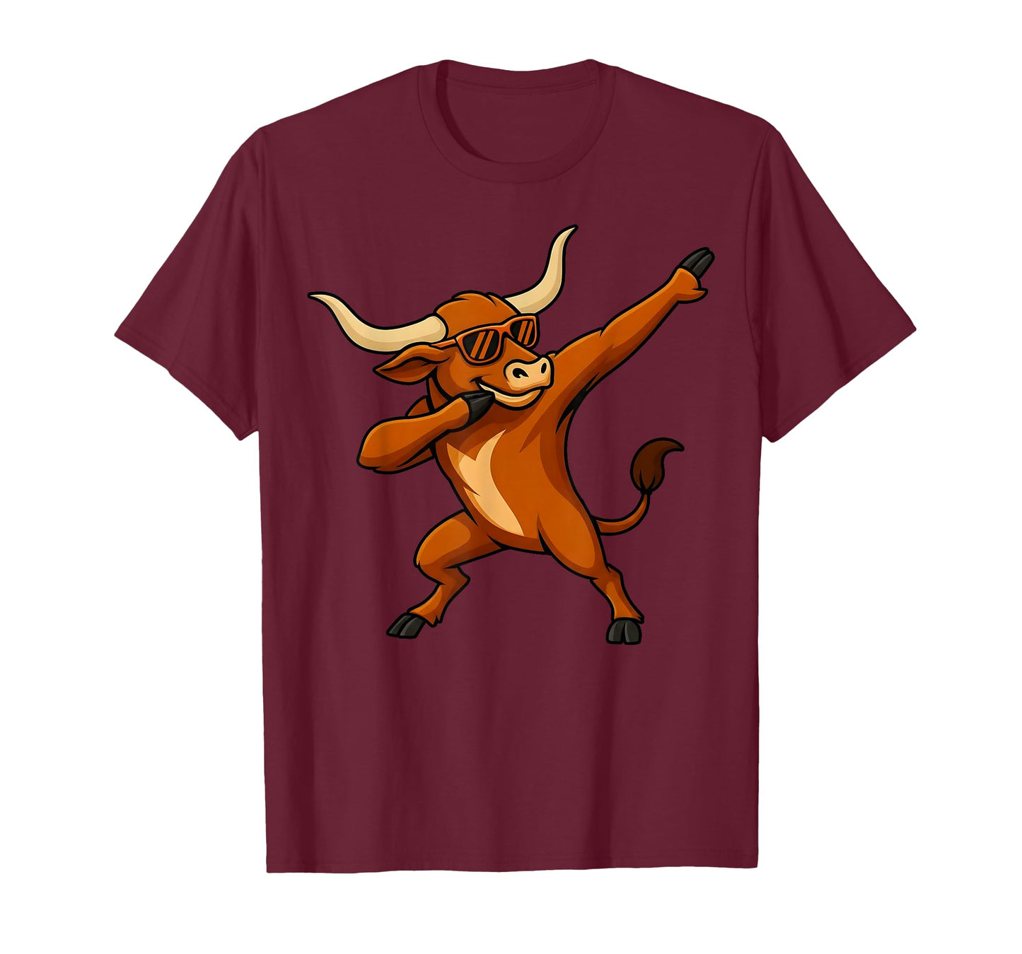 Longhorn Cow Dabbing with Sunglasses Men Women Girls Kids T-Shirt