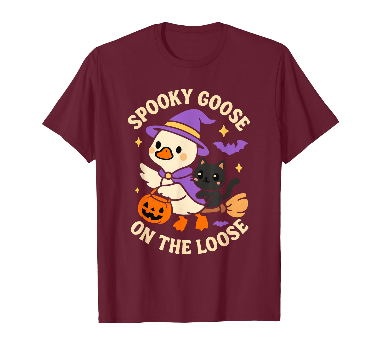 Spooky Goose On The Loose Halloween Silly Witch Women T-Shirt