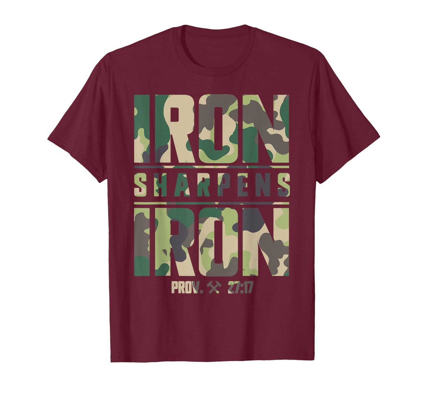 Camouflage Pattern Iron Sharpens Iron Camo Christian Men T-Shirt