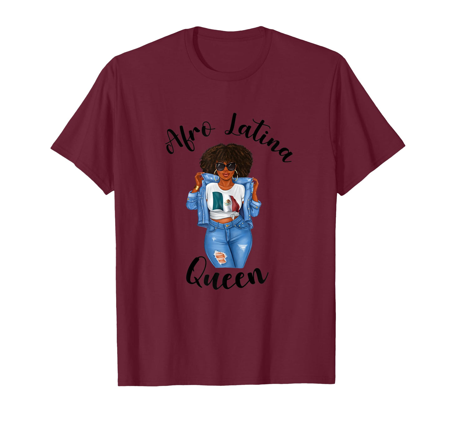 Womens Afro Latina Queen Mexico Black Woman Proud Pride Mexican T-Shirt