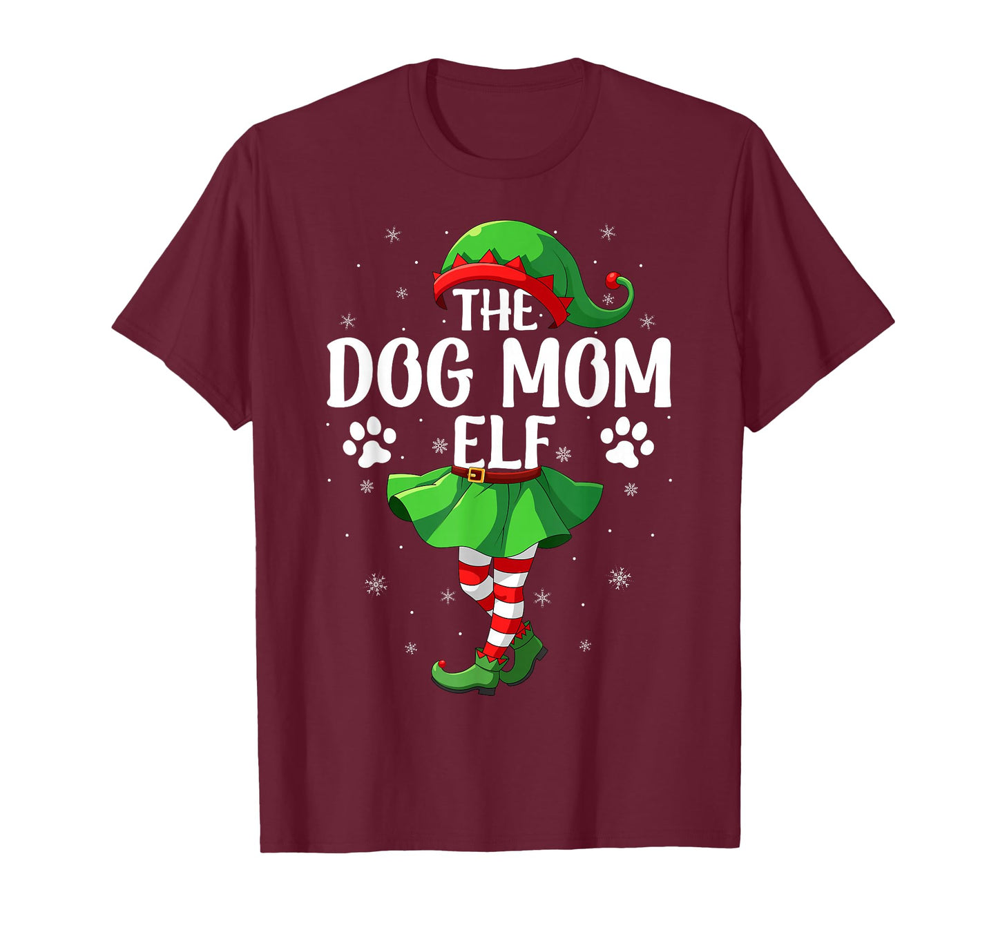 Dog Mom Elf Christmas Girls Women Elf Squad Xmas Family T-Shirt