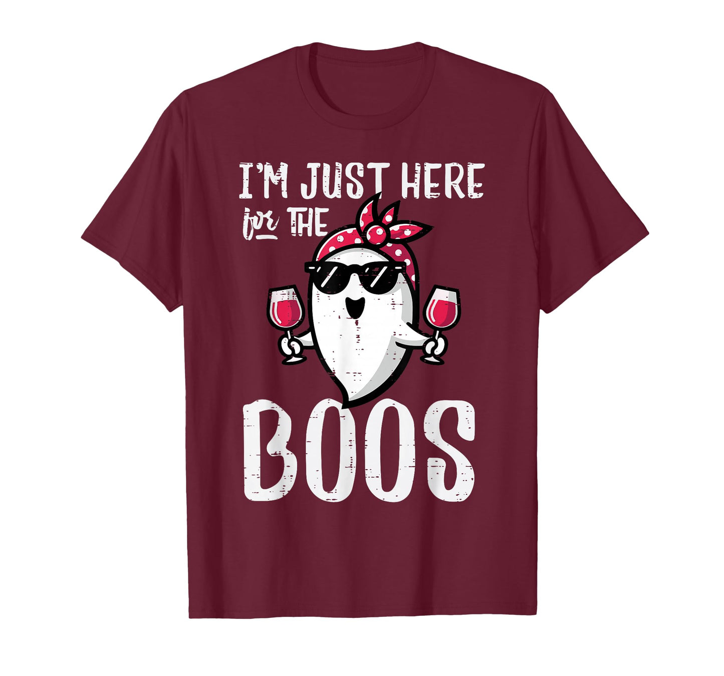 Halloween Ghost Bandana Here for Boos Funny Costume Women T-Shirt