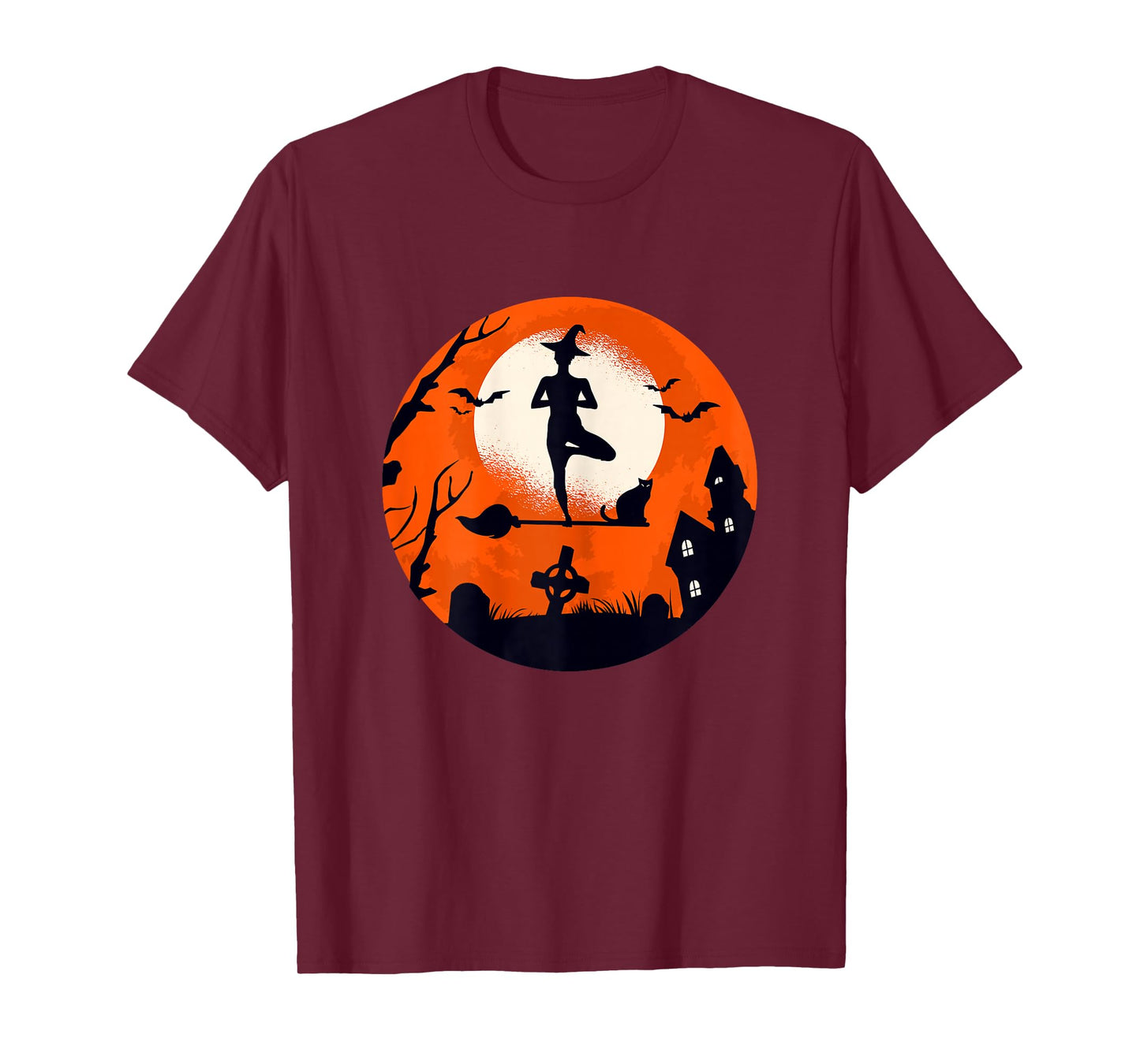 Witch Yoga Woman Halloween Funny Costume Design T-Shirt