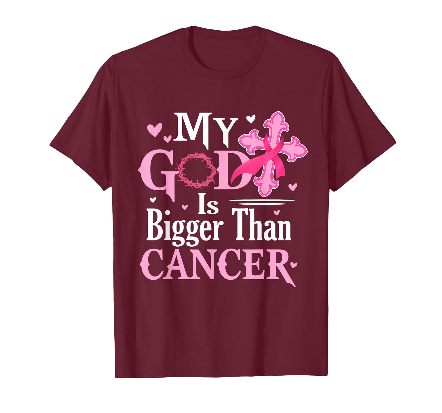My God Is Bigger Than Cancer Breast Cancer Awareness Jesus T-Shirt