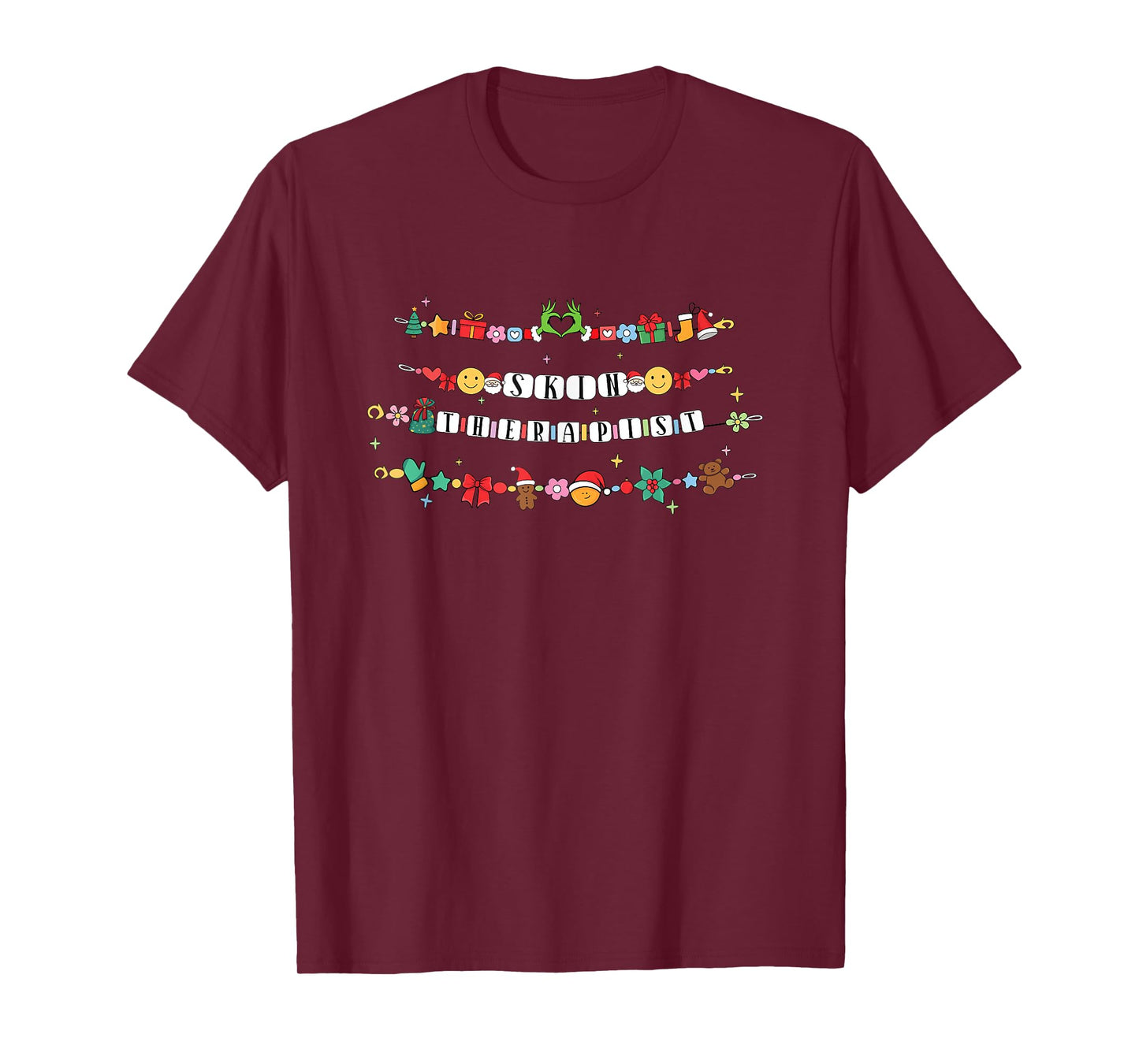 Skin Therapist Bracelet Chritmas Friendship Aethetician Xmas T-Shirt