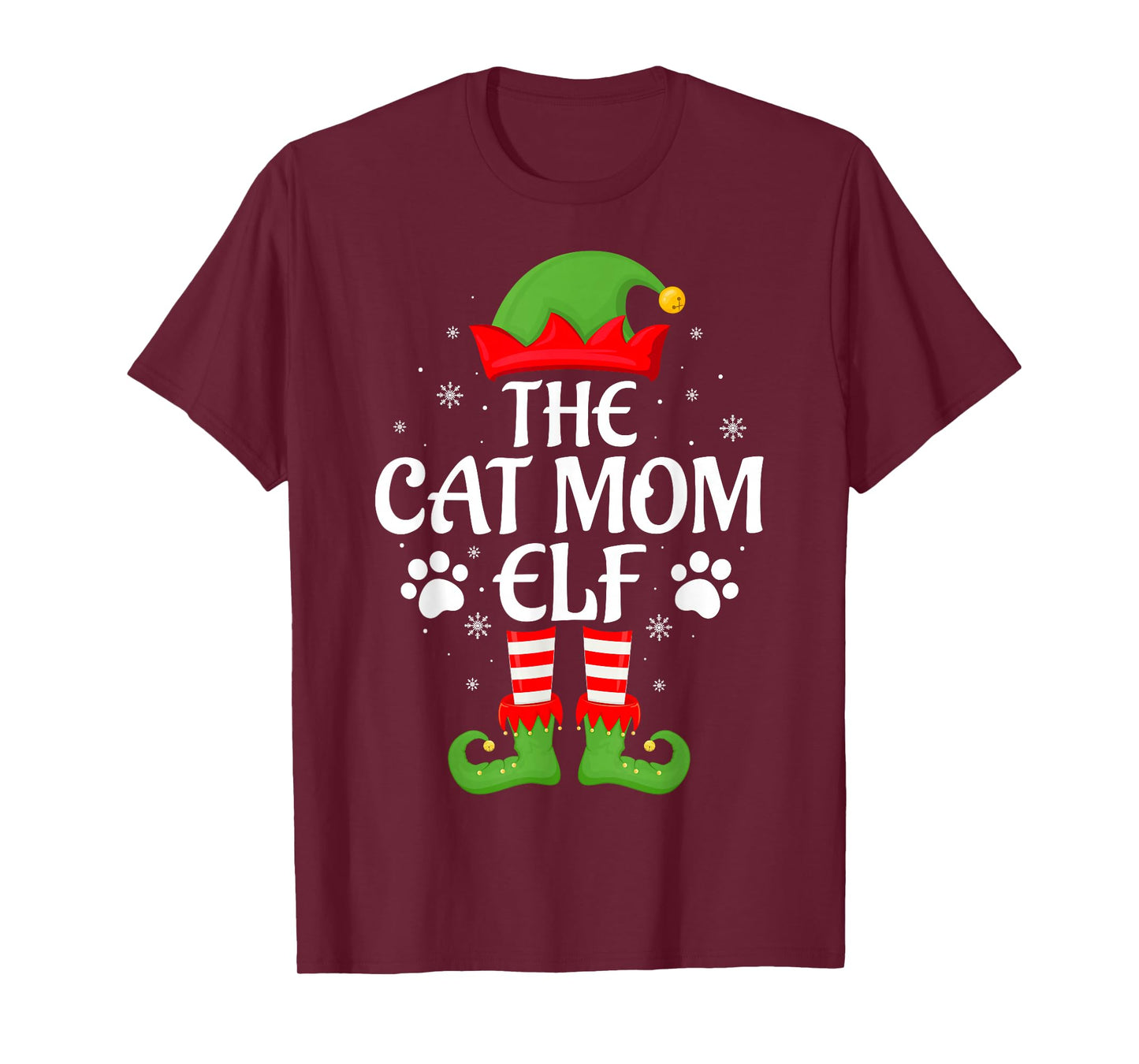 Cat Mom Elf Xmas Family Matching Elf Squad Christmas Women T-Shirt