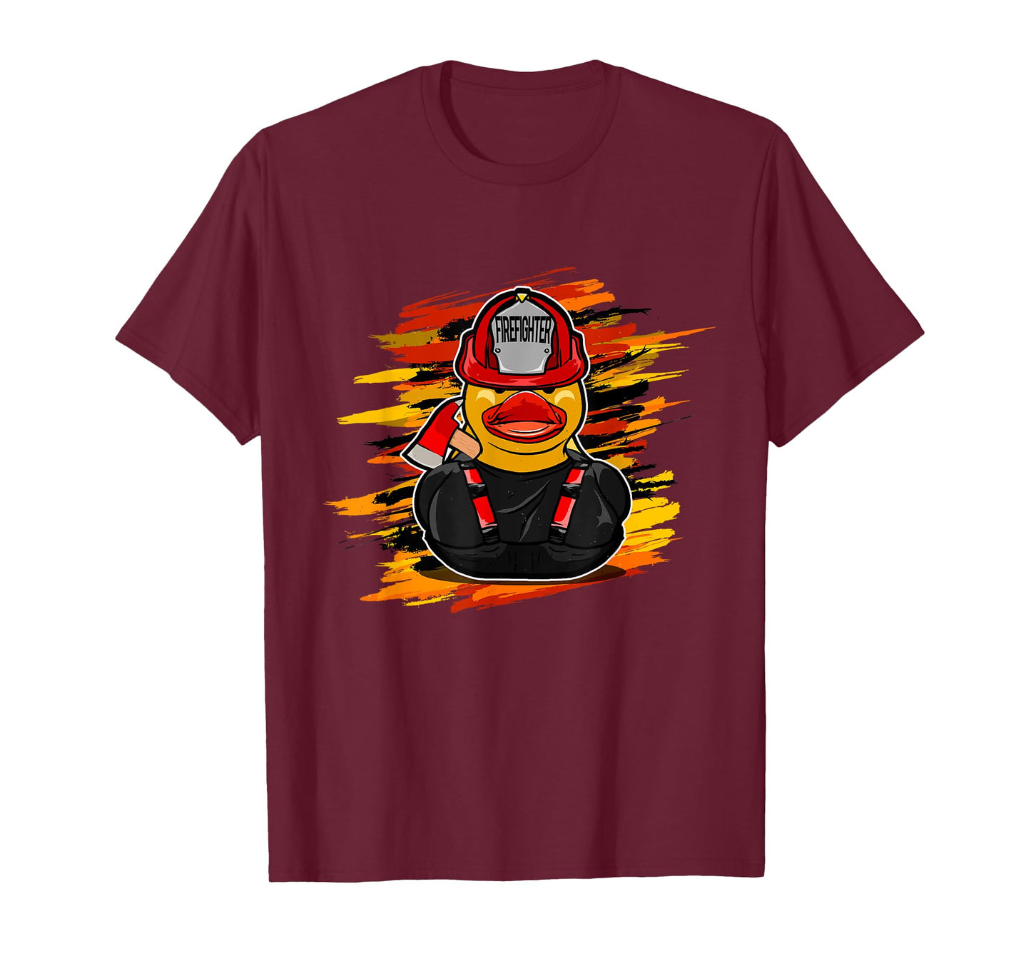 Fire Brigade Duck Unisex-Kids Black Firefighter Duck T-Shirt