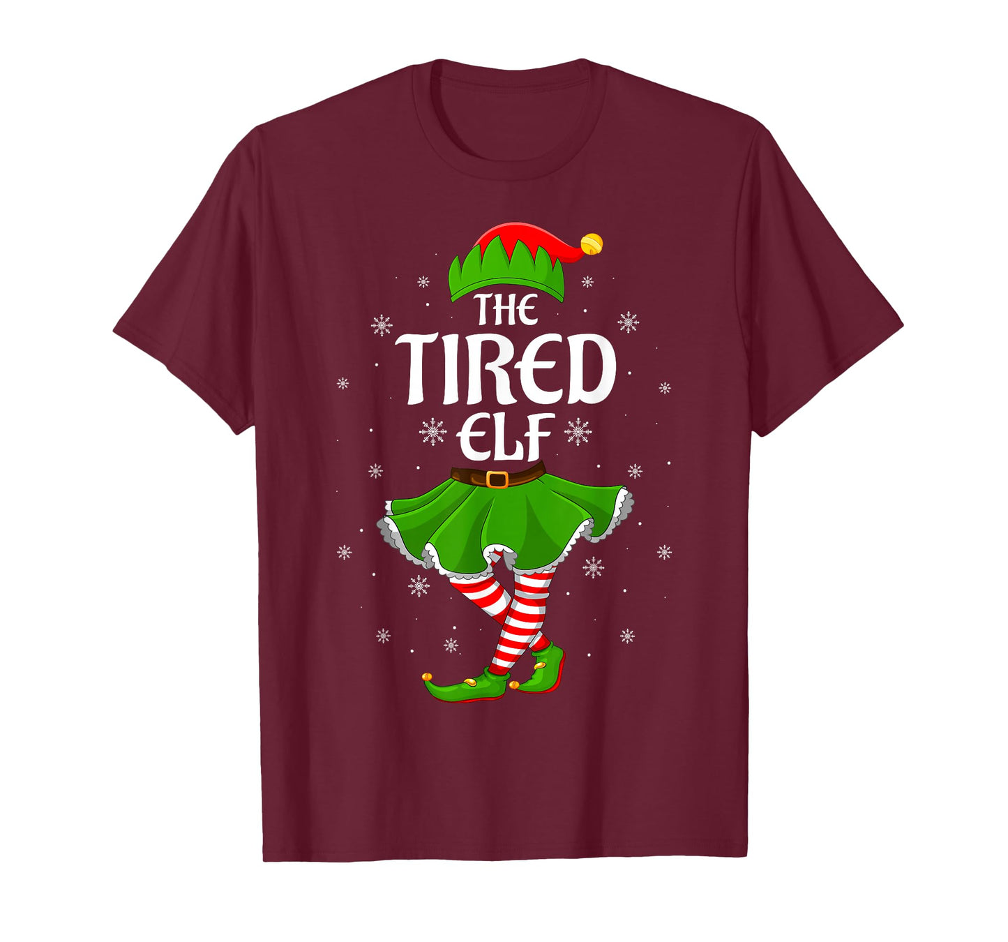 Tired Elf Christmas Family Girls Women Elf Squad Xmas T-Shirt