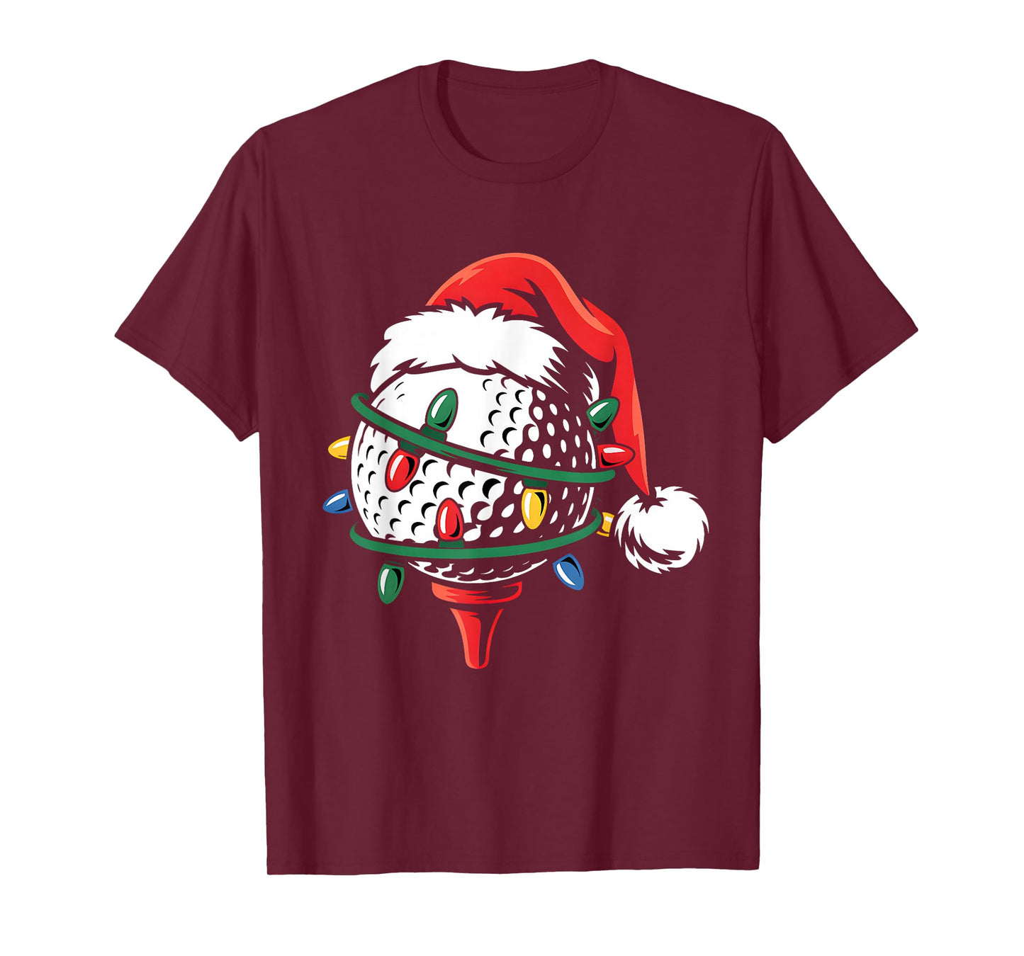 Golf Ball Santa Hat Xmas Funny Christmas Boys Men Golf Lover T-Shirt