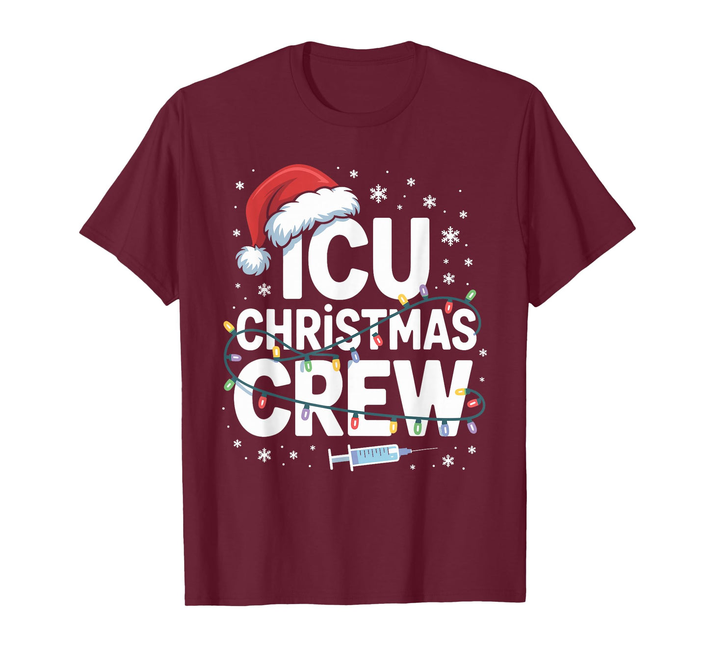 ICU Christmas Crew Nurse Critical Care Xmas Nursing T-Shirt