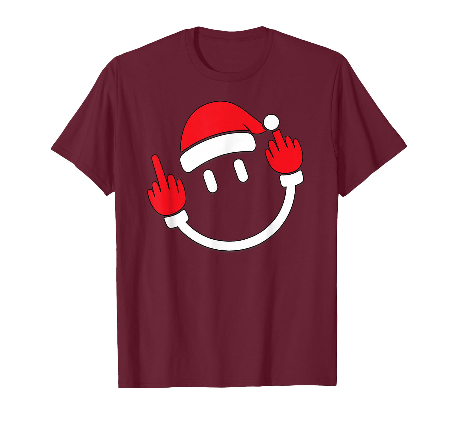 Santa Middle Finger Flip Off | Christmas Profanity Xmas T-Shirt