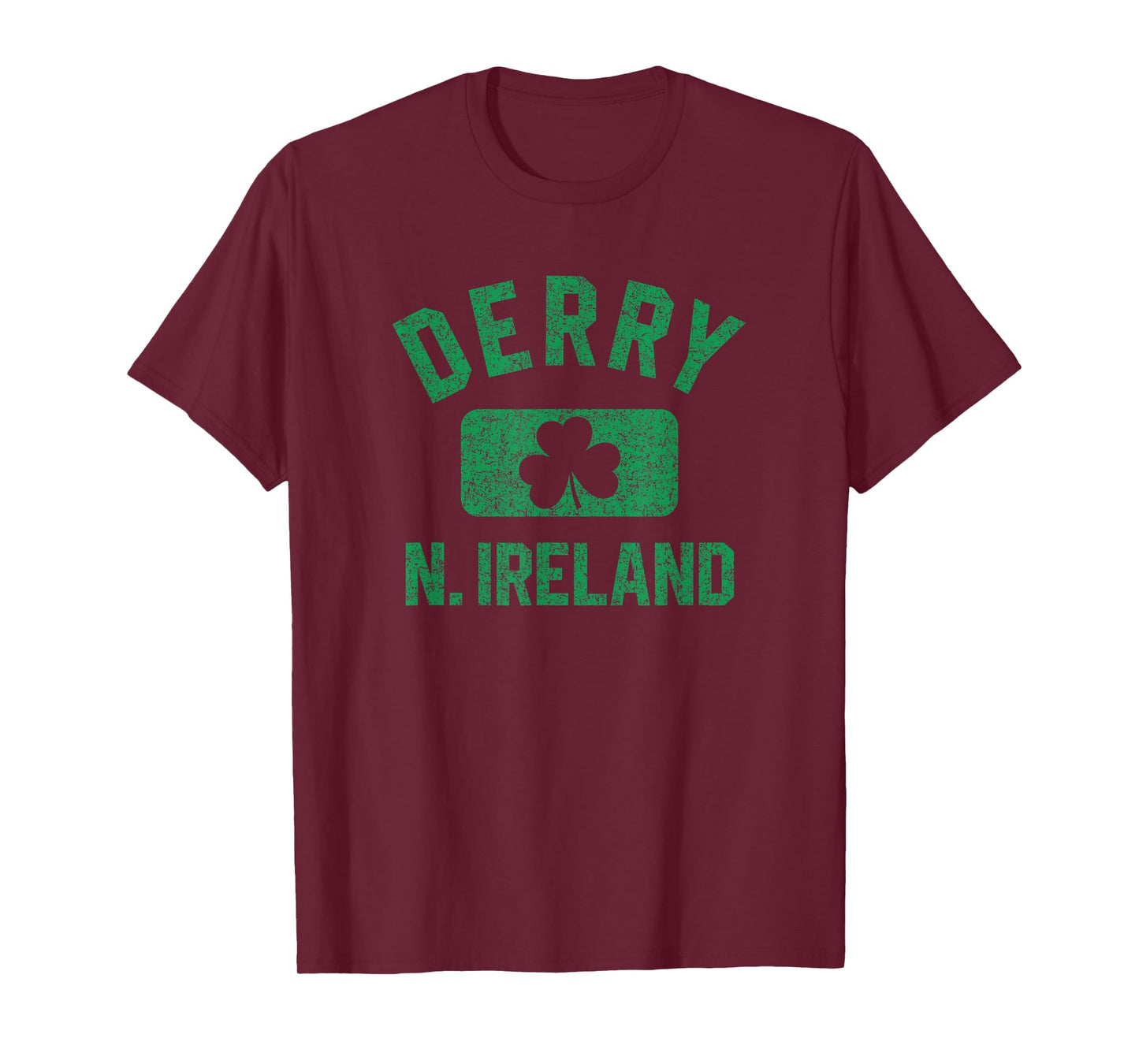 Derry N. Ireland Gym Style Distressed Green Print T-Shirt