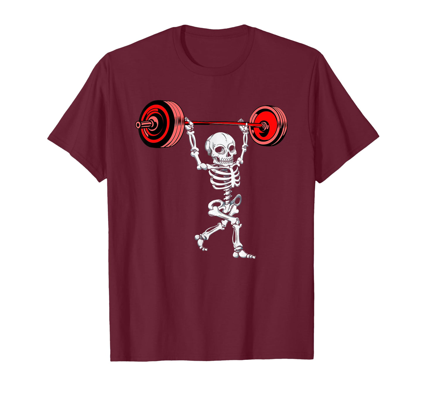 Skeleton Weightlifting Halloween Fitness Gym Workout T-Shirt