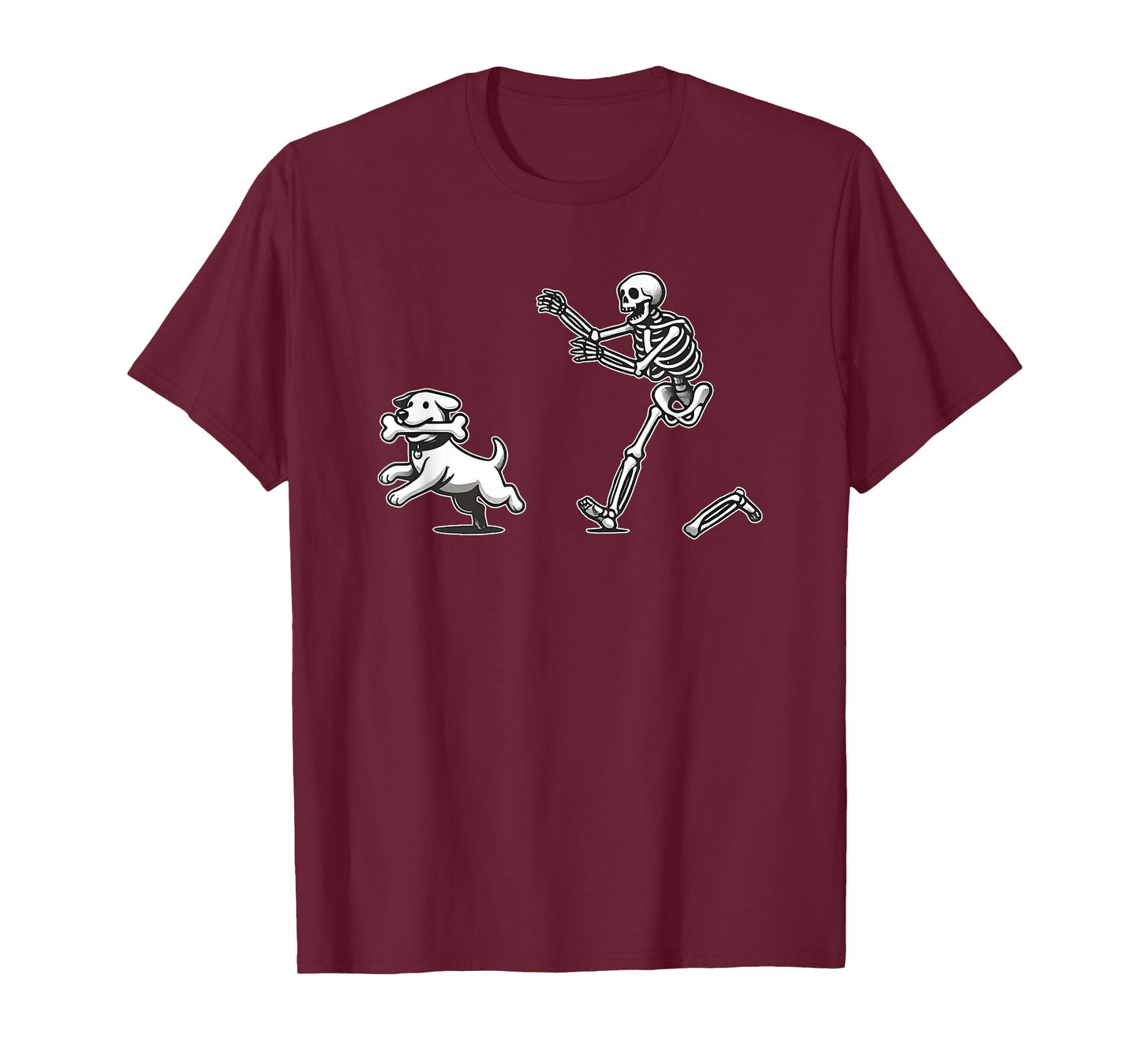 Halloween Dog, Funny Skeleton, Skeleton Chasing Dog Men Women T-Shirt