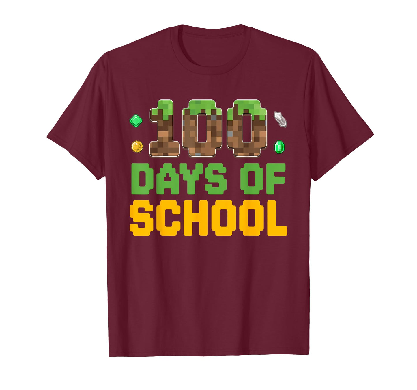 Boys Kids Gamer 100 Days Of School Video Game Pixel T-Shirt
