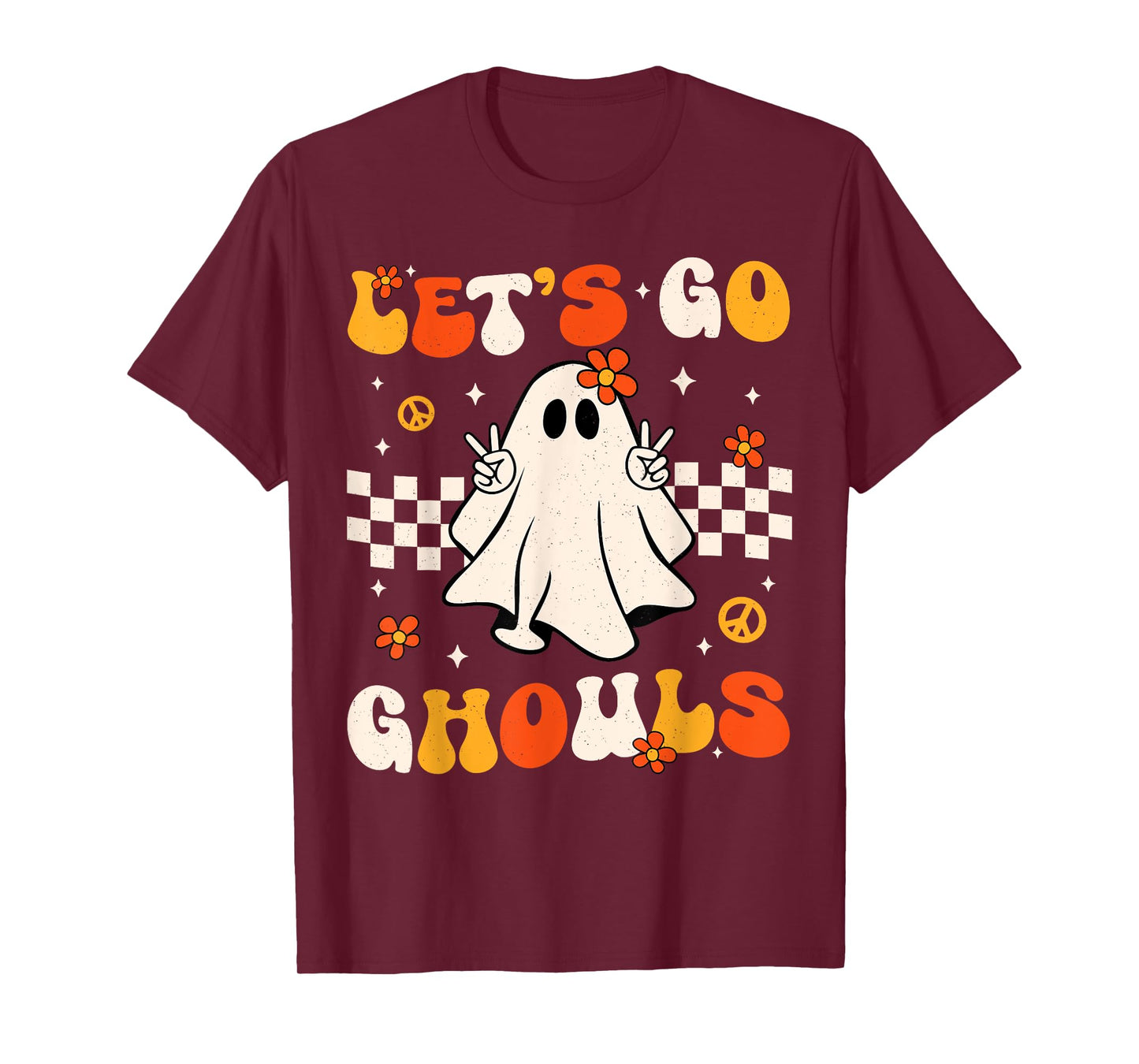 Groovy Lets Go Ghouls Ghost Halloween Costume Women Girl Kid T-Shirt