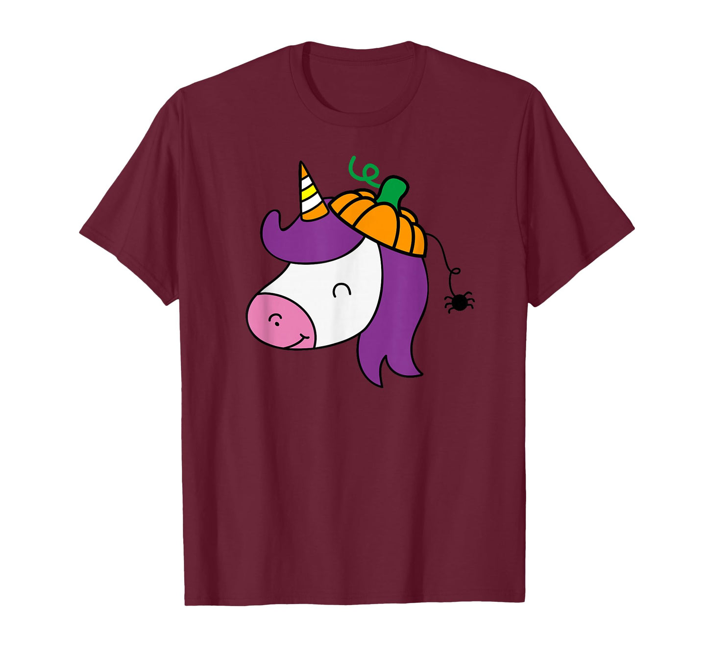 Unicorn Smile Face Head Pumpkin Spider Halloween Costume T-Shirt