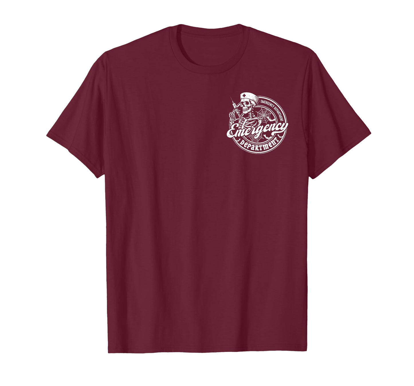 Emergency Department Skeleton ER Nurse Halloween 2 Sided T-Shirt