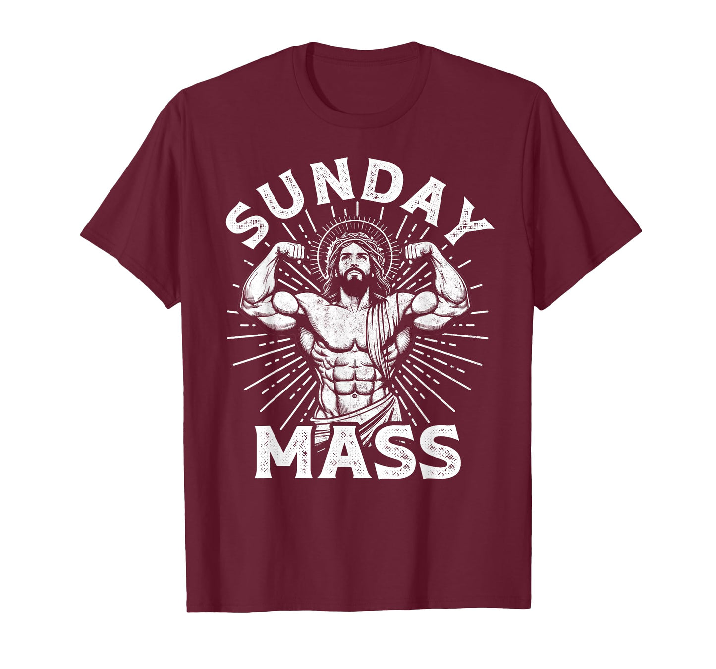 Funny Christian Sunday Mass Bodybuilder Gym Jesus Motivation T-Shirt